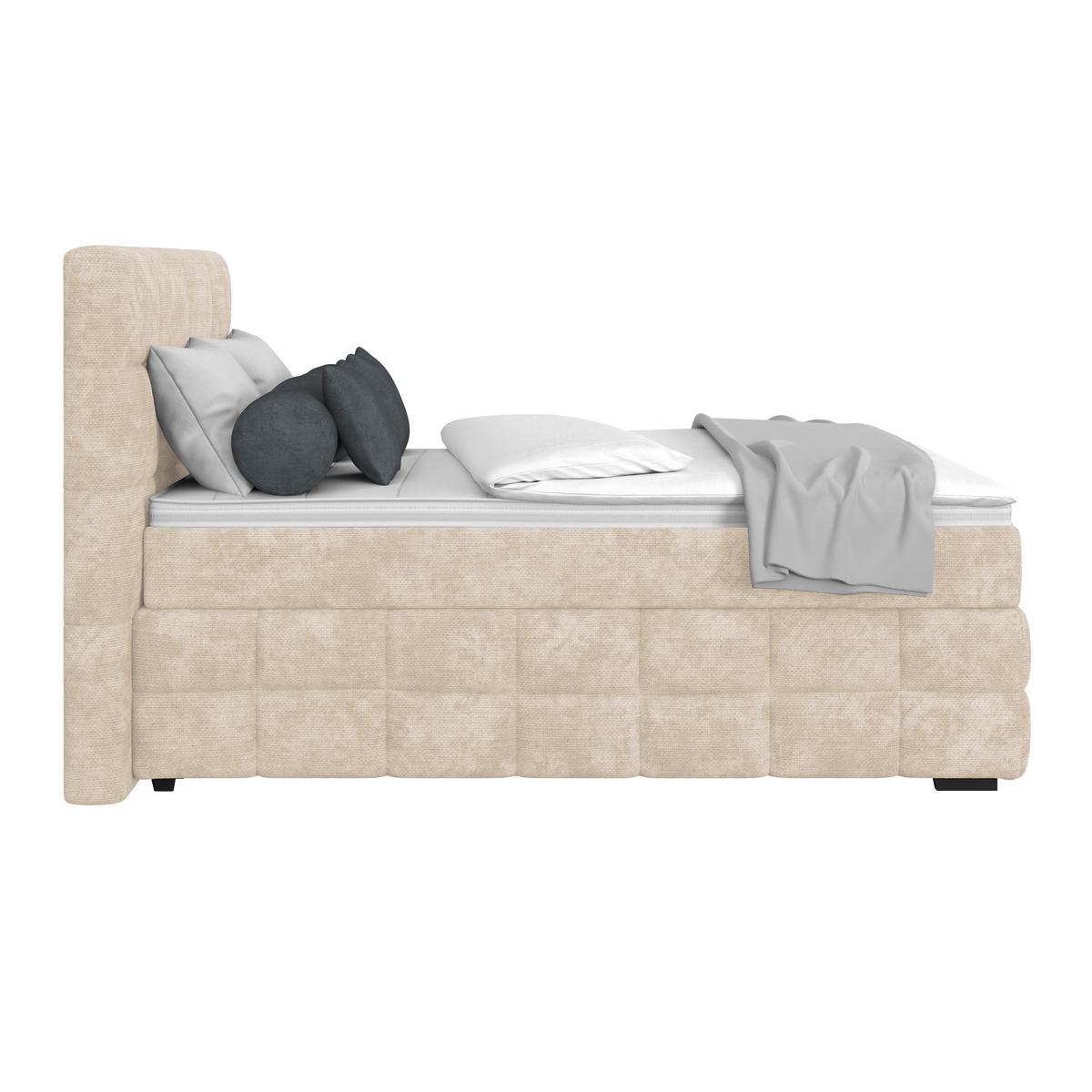 Čalouněná postel VEGA 140x200 cm, bílá - bílá/černá, Trend, dřevo/textil (140/200cm)