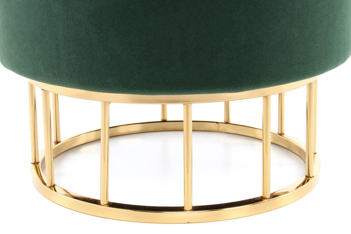 Hocker Pouf Samt/Eisen Grün/Goldfarben H: 41 cm - Goldfarben/Grün, Basics, Holzwerkstoff/Kunststoff (37,5/41/37,5cm) - Kayoom