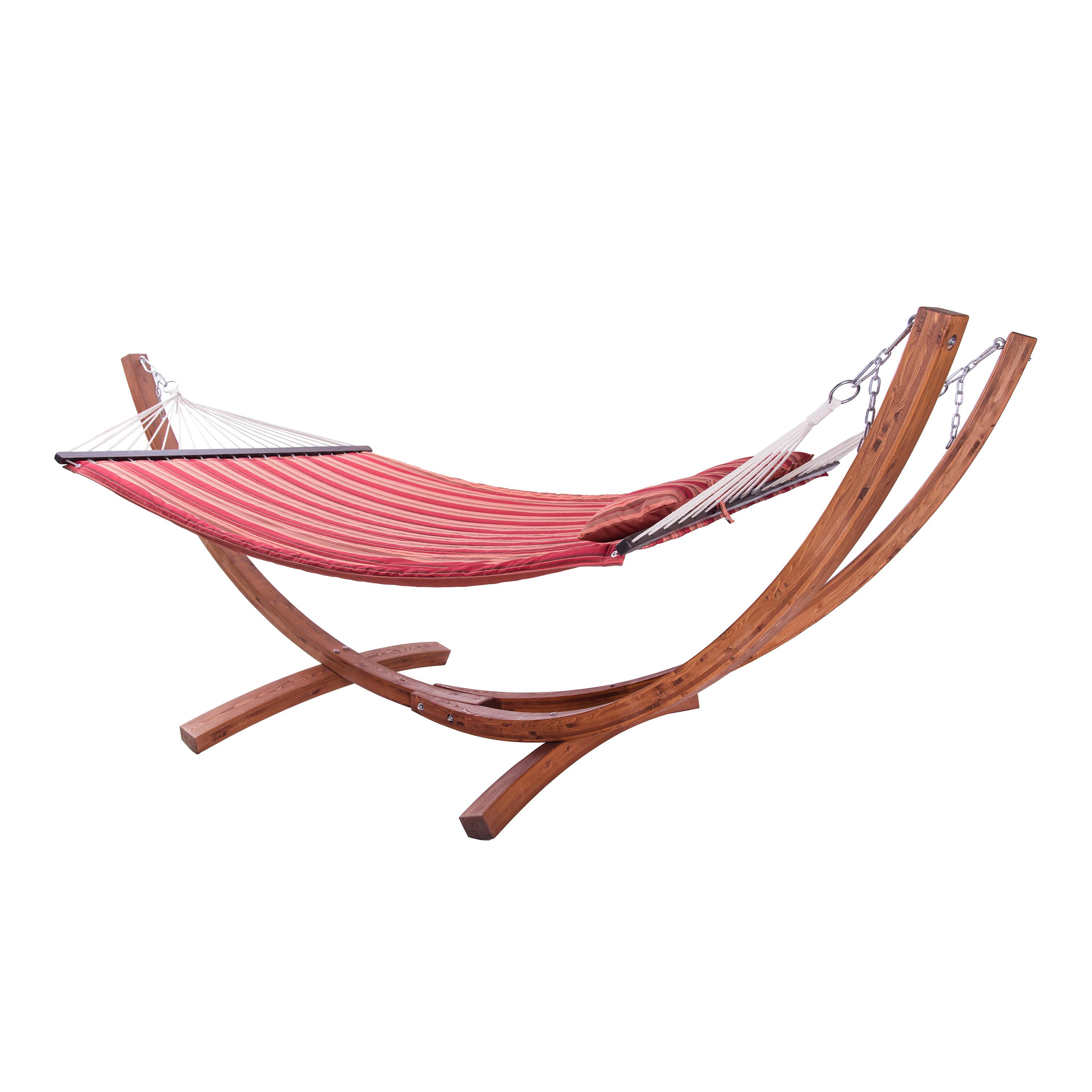 Hängemattengestell Hawaii Incl Matte - Rot/Lärchefarben, Basics, Holz/Textil (320/120/130cm) - Ambia Garden