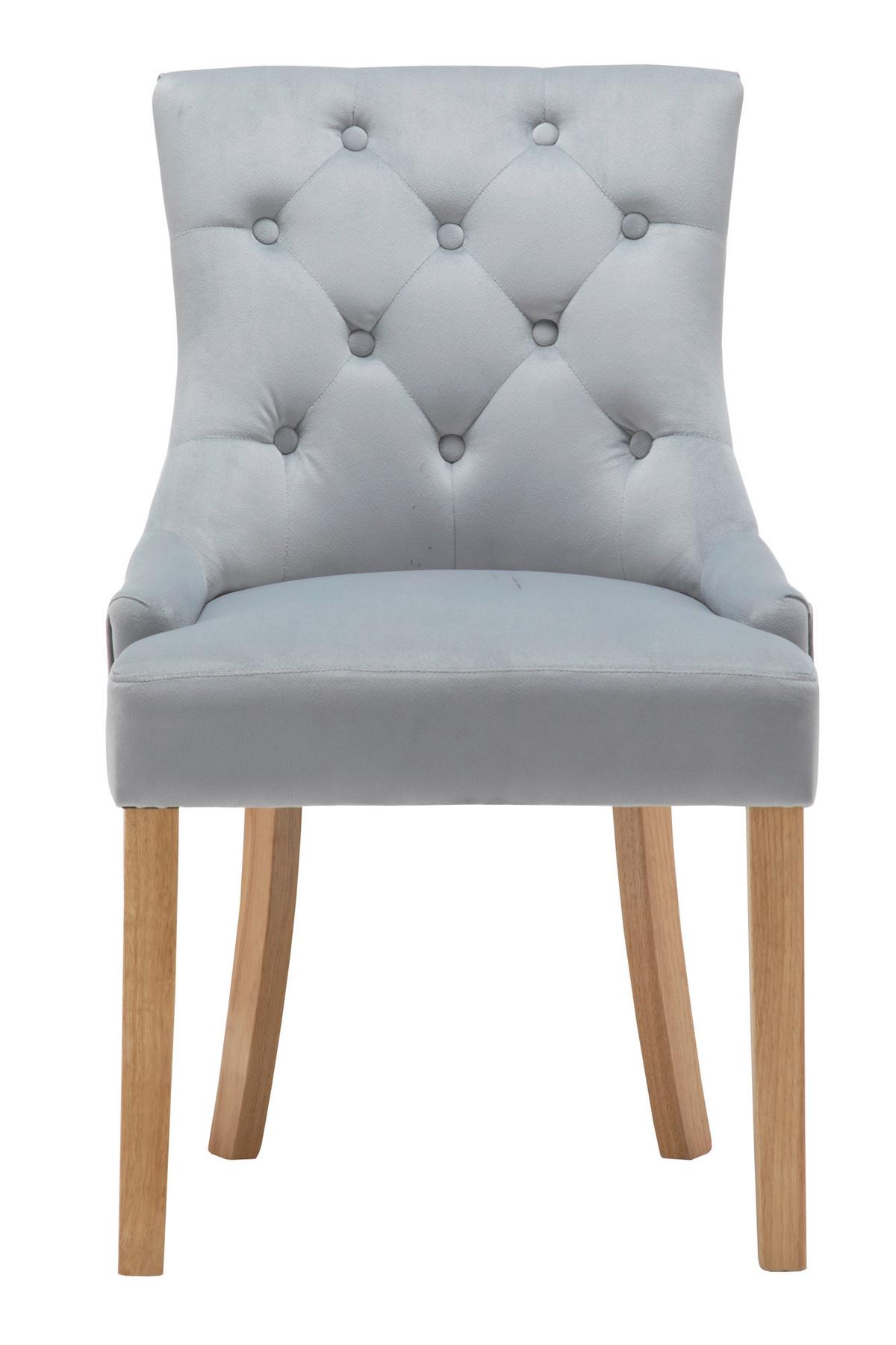 Stuhl-set Samt Hellgrau, B: 56cm - Hellgrau/Naturfarben, Design, Holz/Textil (56/91/63cm) - Livetastic