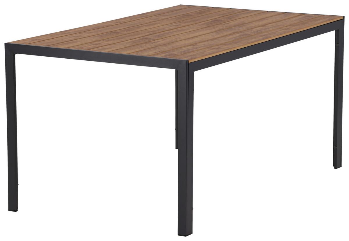Gartentisch Break Aluminium L: 150cm - Schwarz/Naturfarben, KONVENTIONELL, Holz/Metall (150/90/75cm) - Gardenson