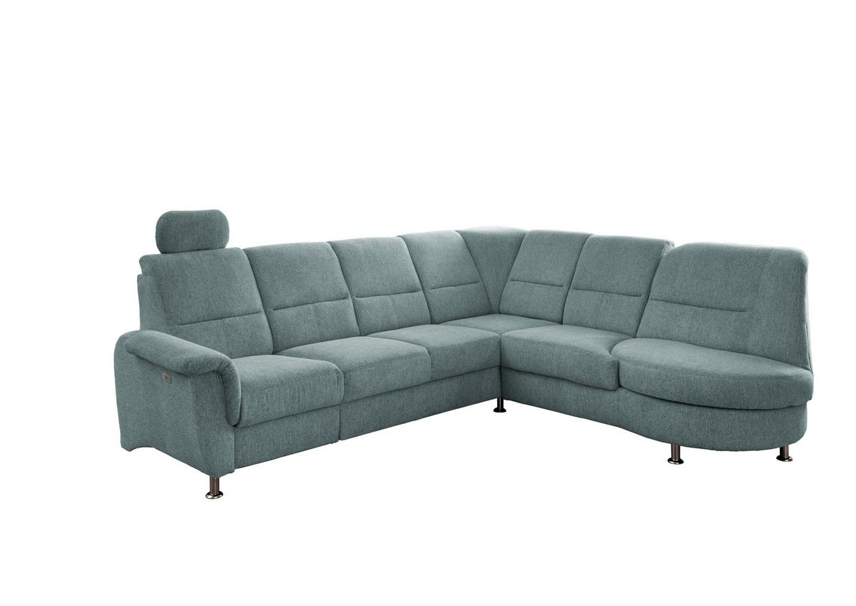Ecksofa Mit Relaxfunktion Parole Blau Chenille - Chromfarben/Blau, MODERN, Textil (275/236cm) - Livetastic