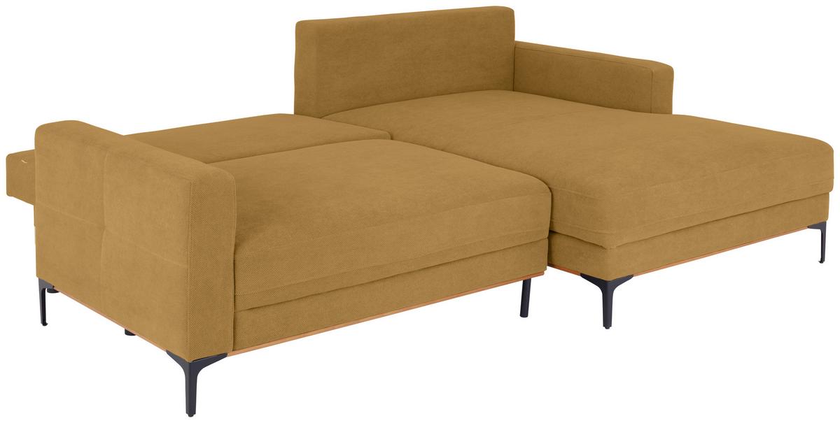 Rohová sedačka BERGAMO, pravá, žlutá - černá/žlutá, Moderní, kov/textil (238/162cm) - Ondega