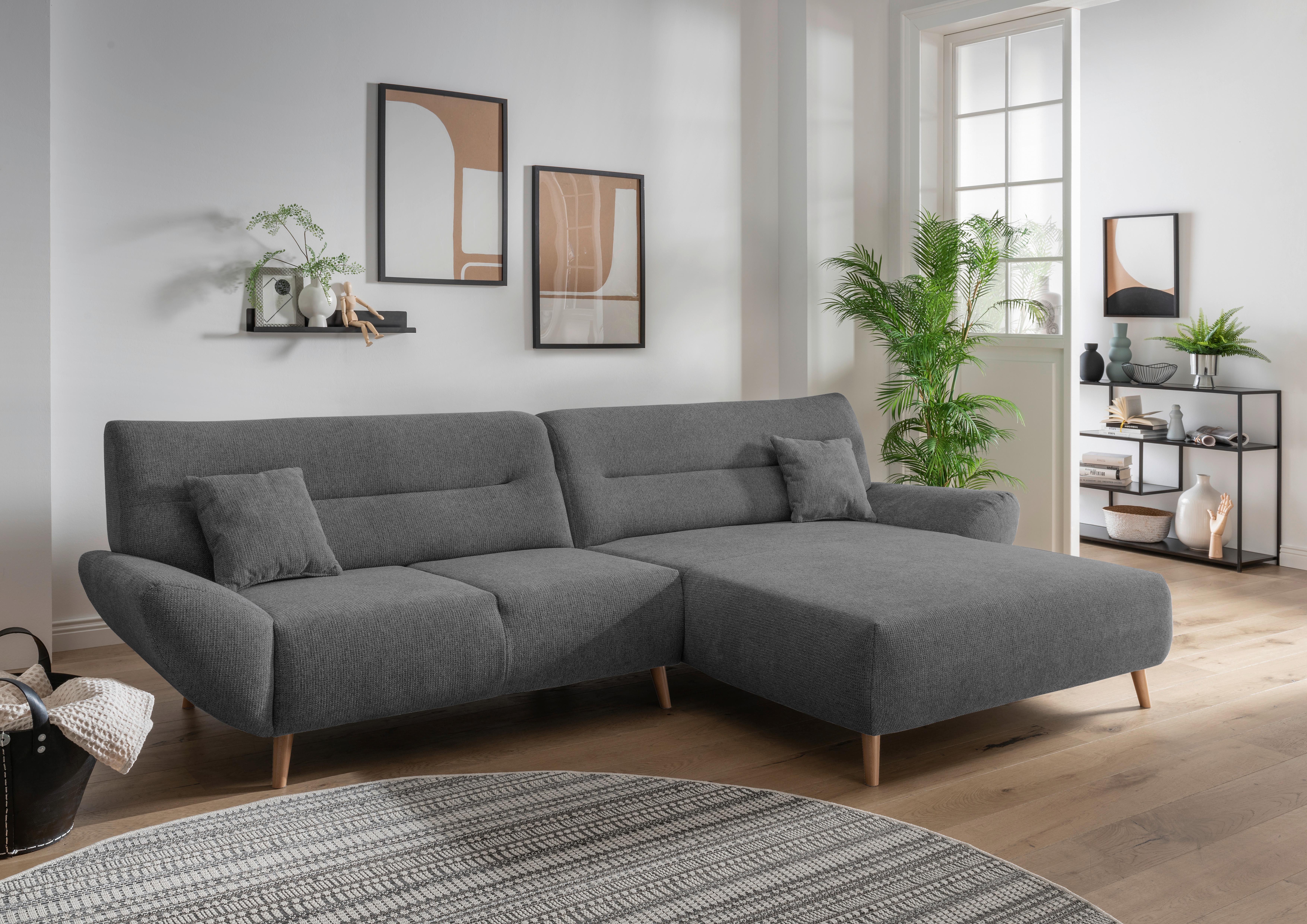 Ecksofa Drago Anthrazit S: 290/166 cm - Wildeiche/Anthrazit, MODERN, Holz/Textil (290/166cm) - MID.YOU