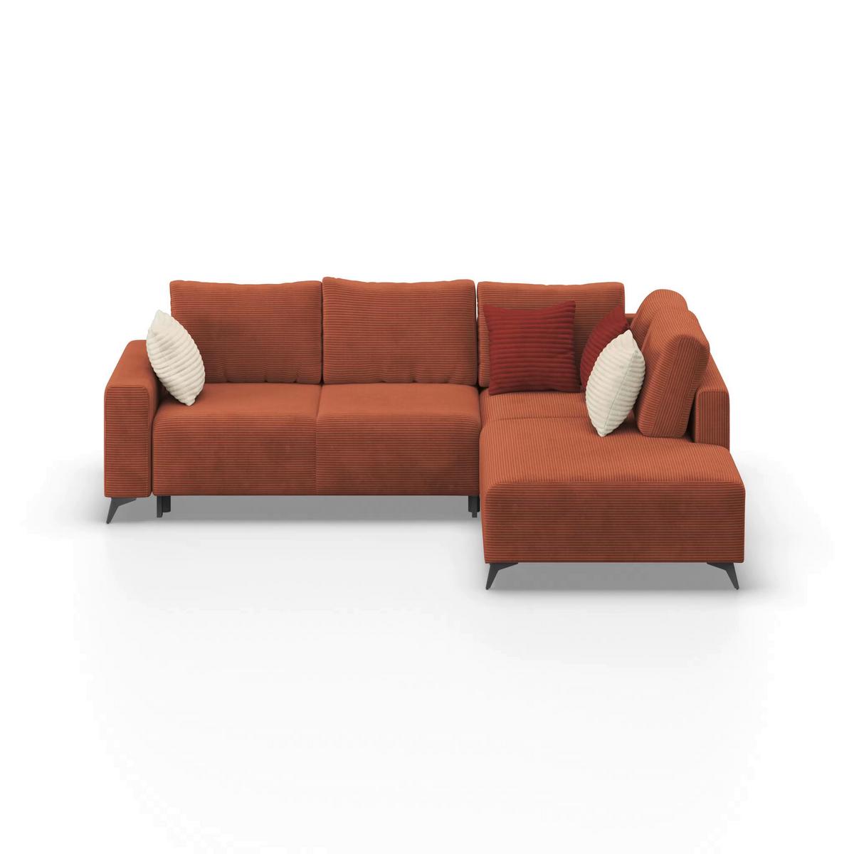 Ecksofa Mit Schlaffunktion Lincoln Kupfer Cord 270x212 Cm - Schwarz/Kupferfarben, MODERN, Textil (270/212cm)