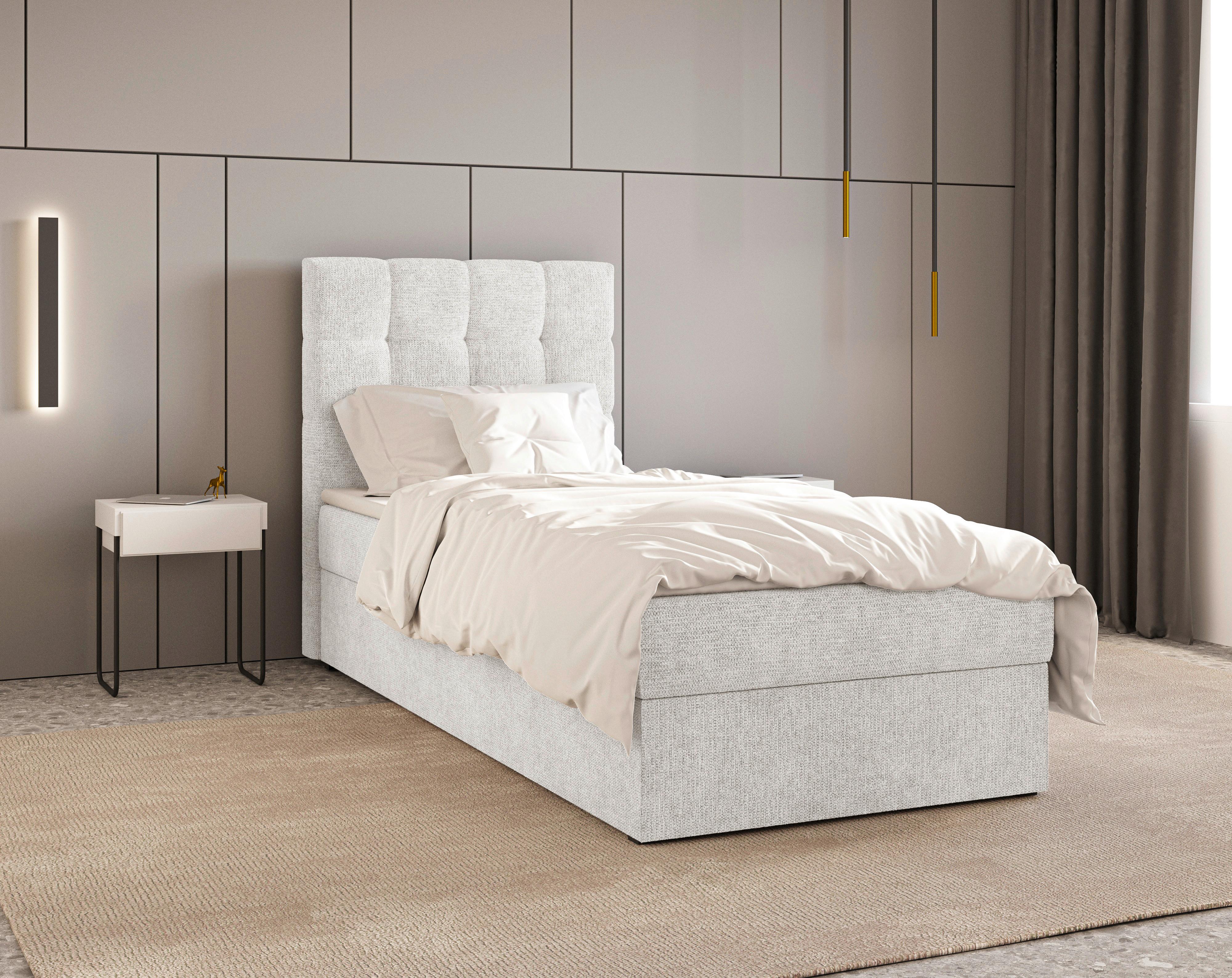BOXBETT Oslo Weiß 90x200cm - Schwarz/Weiß, MODERN, Holz/Kunststoff (90/200cm) - MID.YOU
