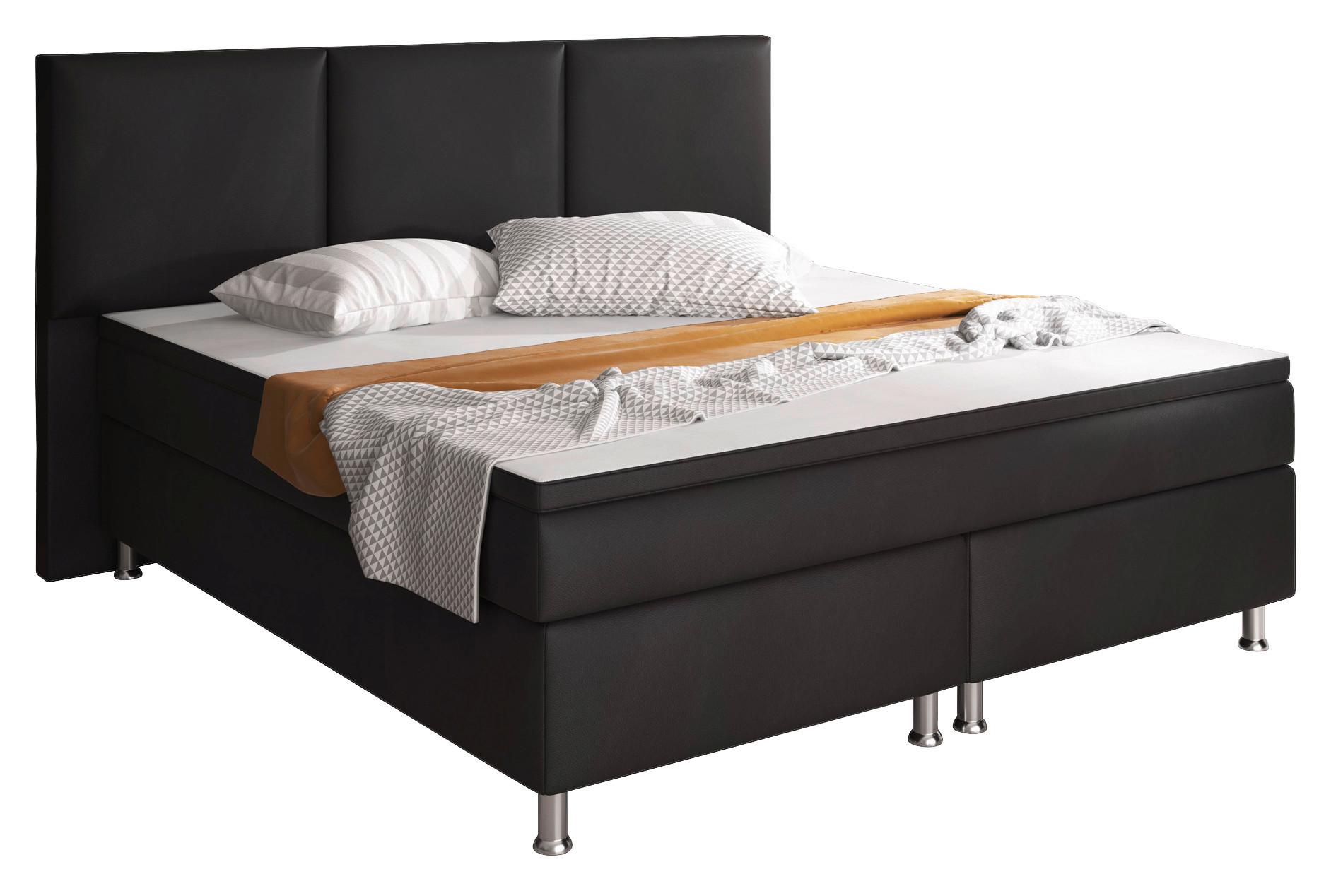Boxspringbett OSLO mit schwarzem Bezug