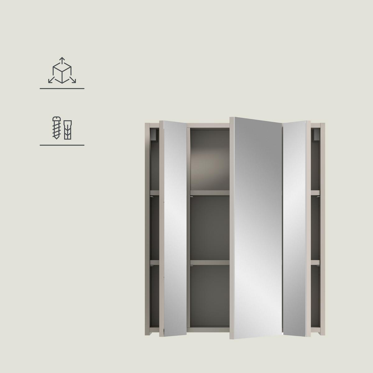 Spiegelschrank Ice Kaschmir B: 60cm - Kaschmir, Trend, Glas/Holzwerkstoff (60/70/18cm) - MID.YOU