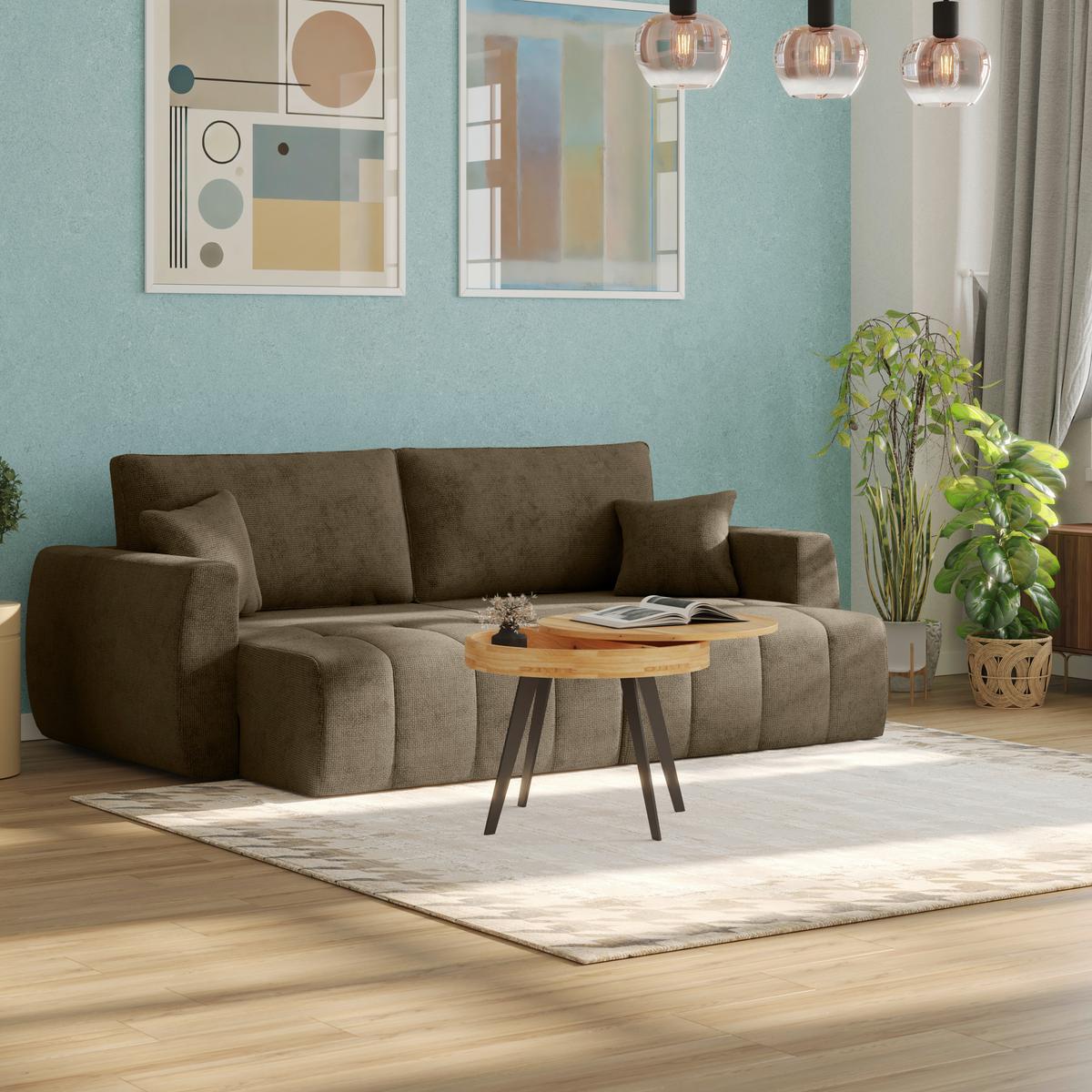 2-sitzer-sofa Bali Mit Schlaffunktion & Bettkasten - Schwarz/Mokka, MODERN, Holz/Textil (245/74-90/104cm) - Luca Bessoni