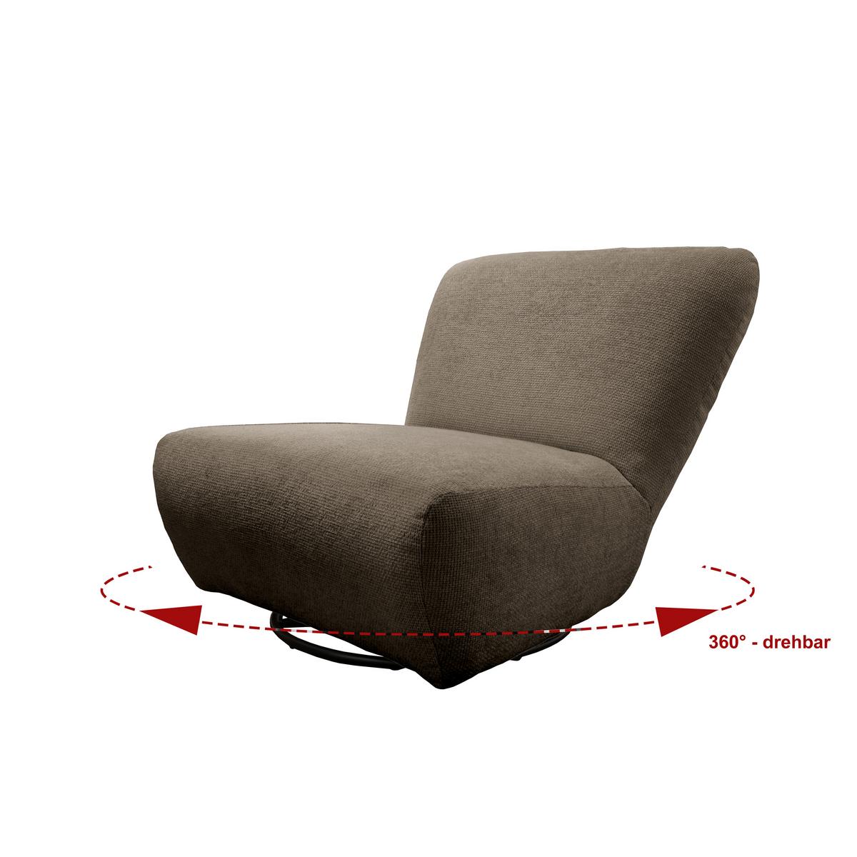 XXL-Sessel Cremallo Cappuccino 360° drehbar, B: 95 cm - Schwarz/Cappuccino, Trend, Textil (95/77/94cm) - Livetastic
