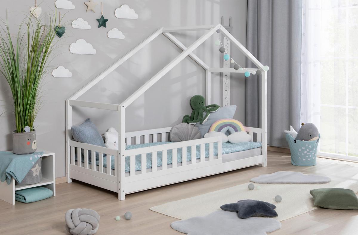 Hausbett Lou Weiß B: 90 Cm - Weiß/Naturfarben, MODERN, Holz (90/200cm) - MID.YOU