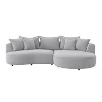 Ecksofa Levi - Hellgrau/Schwarz, MODERN, Textil (287/168cm)