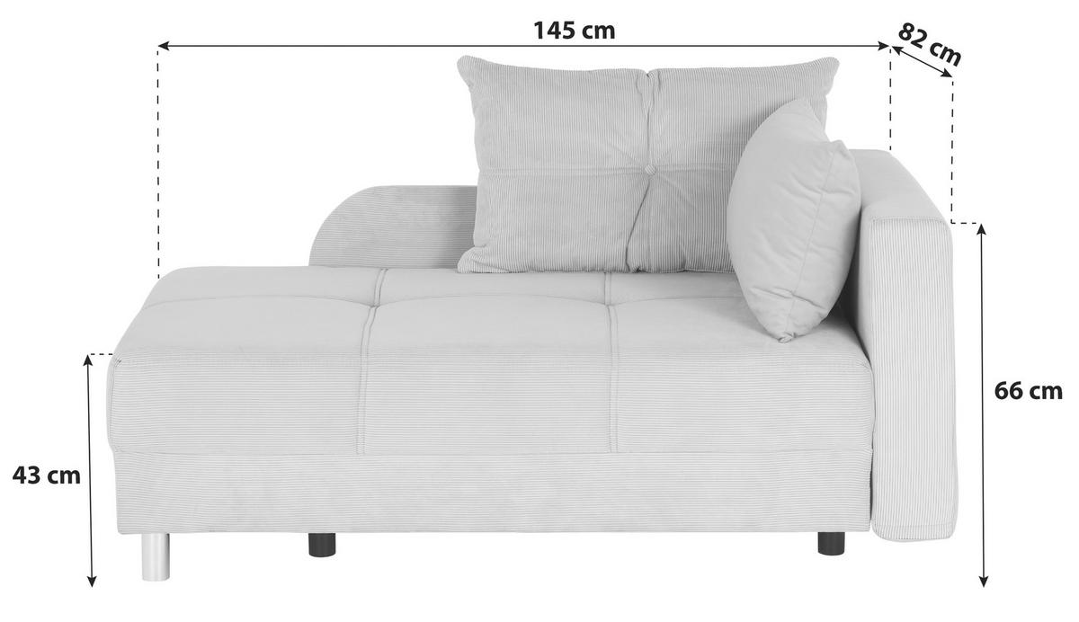 Schlafsessel Nova Hellgrau 145x66-82x82 cm - Hellgrau/Alufarben, Basics, Holz/Textil (145/66-82/82cm) - Ondega