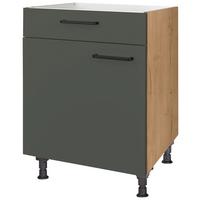 Kochfeldumbauschrank Easytouch - Eichefarben/Grün, MODERN, Holzwerkstoff (60/87/56cm) - Nobilia