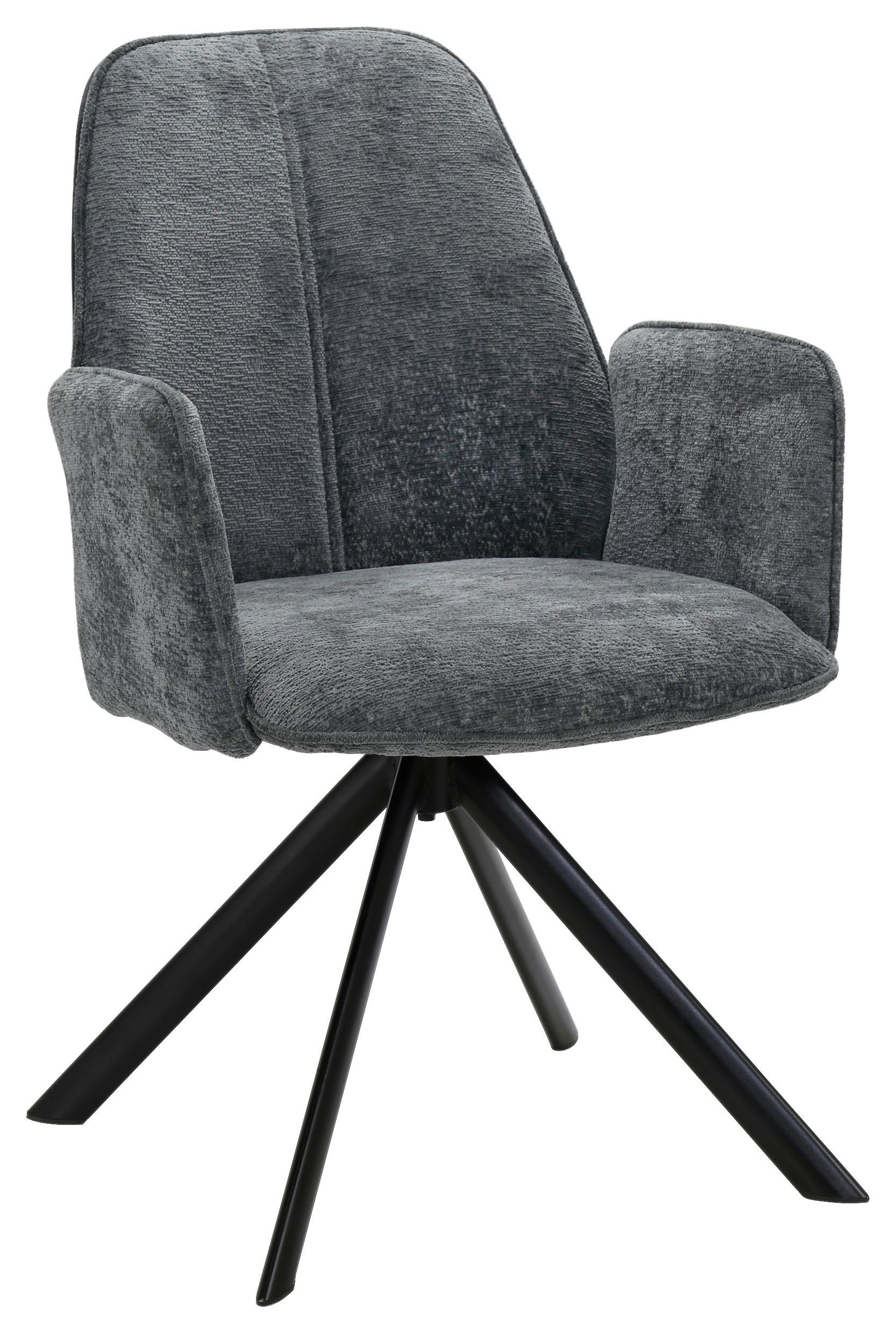 Židle s područkami ETA šedá - šedá/černá, Moderní, kov/dřevo (54/88/60cm) - Mömax