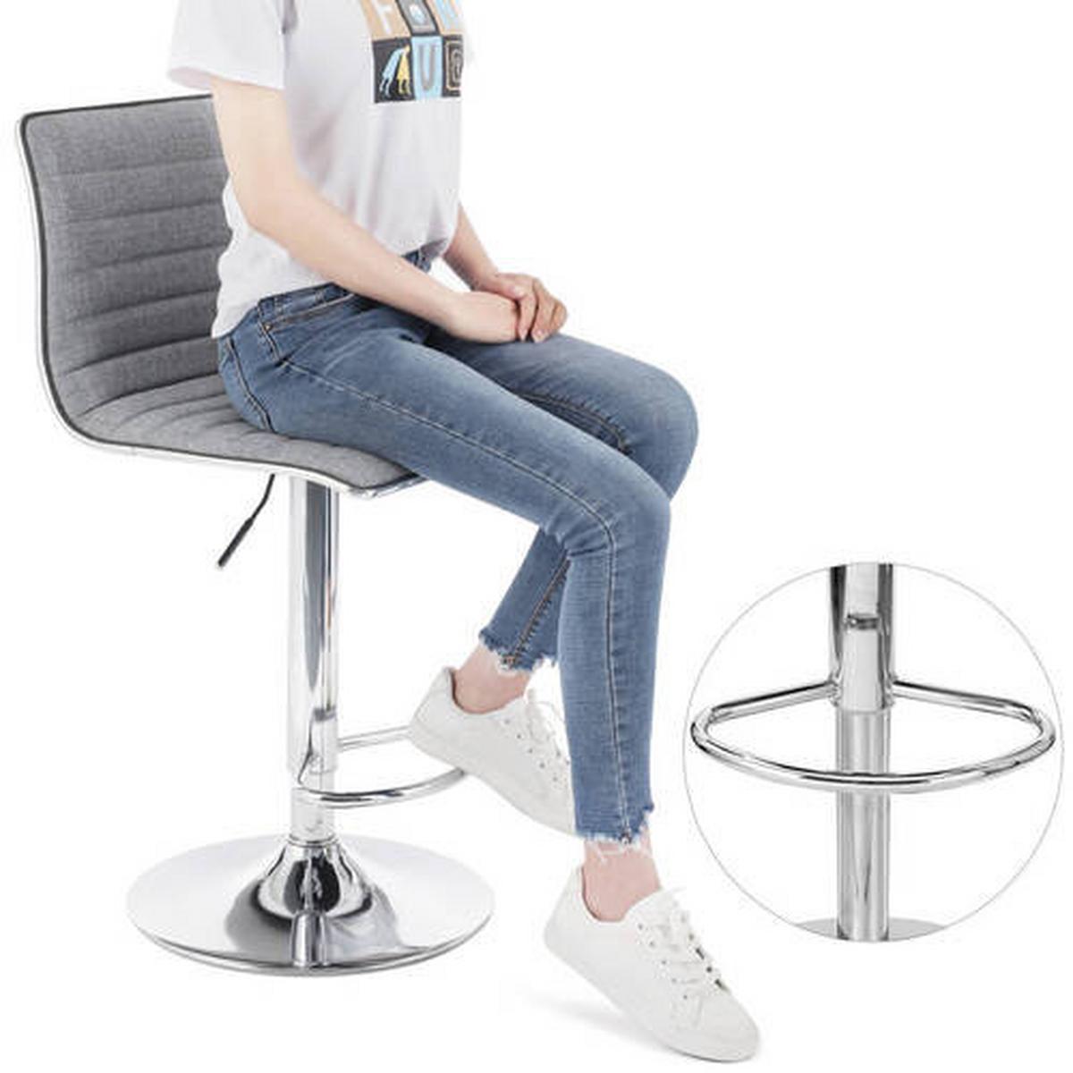 Barhocker-Set 2-Teilig Songmics, Hellgrau - Edelstahlfarben/Hellgrau, Trend, Textil/Metall (44/94-114/39,5cm) - Boxxx