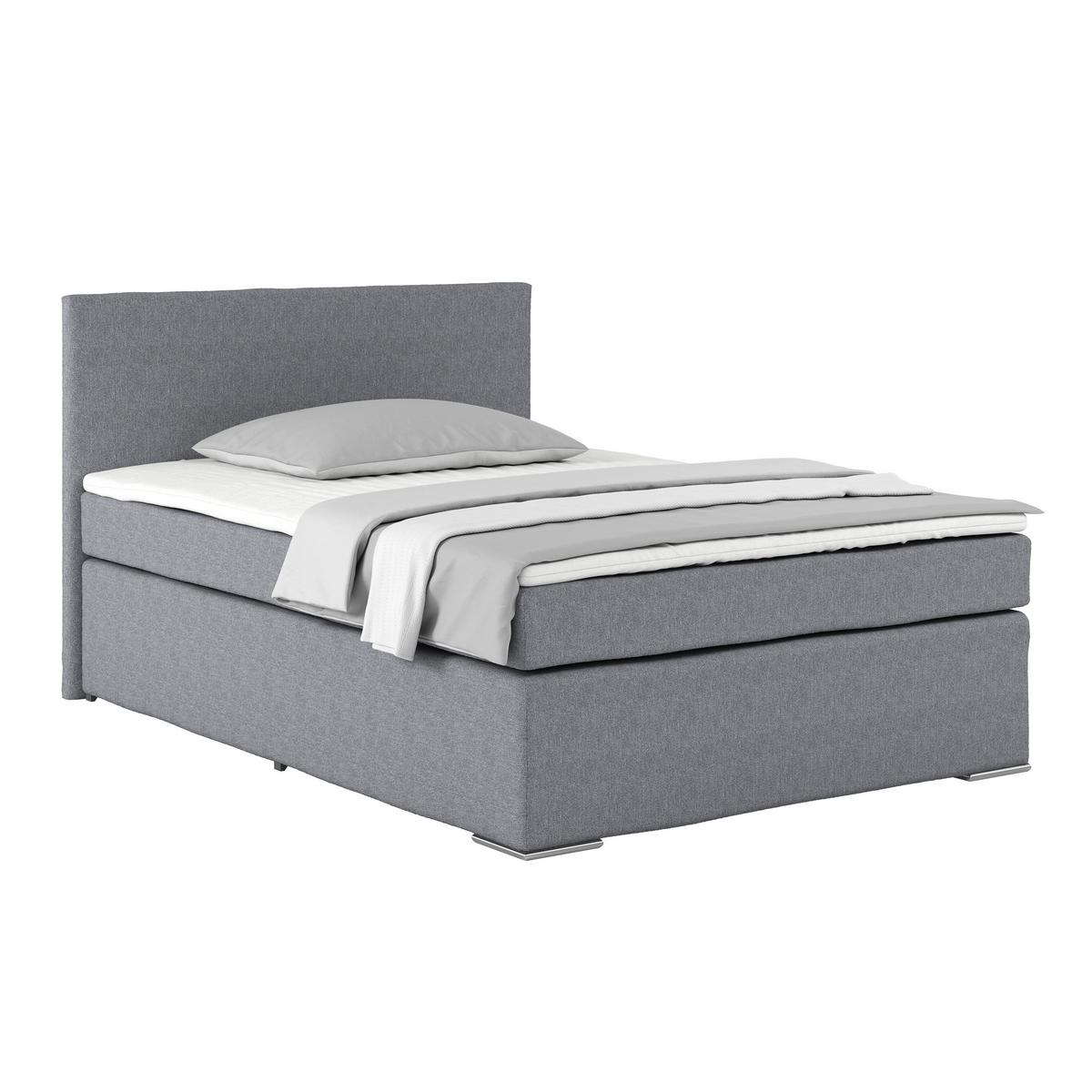 Postel Boxspring NERO PL: 140/200cm, šedozelená - barvy chromu/modrošedá, Konvenční, kov/textil (140/200cm)