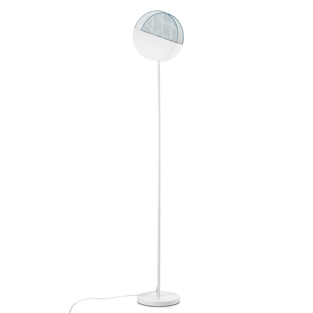 Stehleuchte Azzurro Creme Hellblau L: 20 cm - Creme/Schwarz, Basics, Kunststoff/Metall (20/20/130cm)