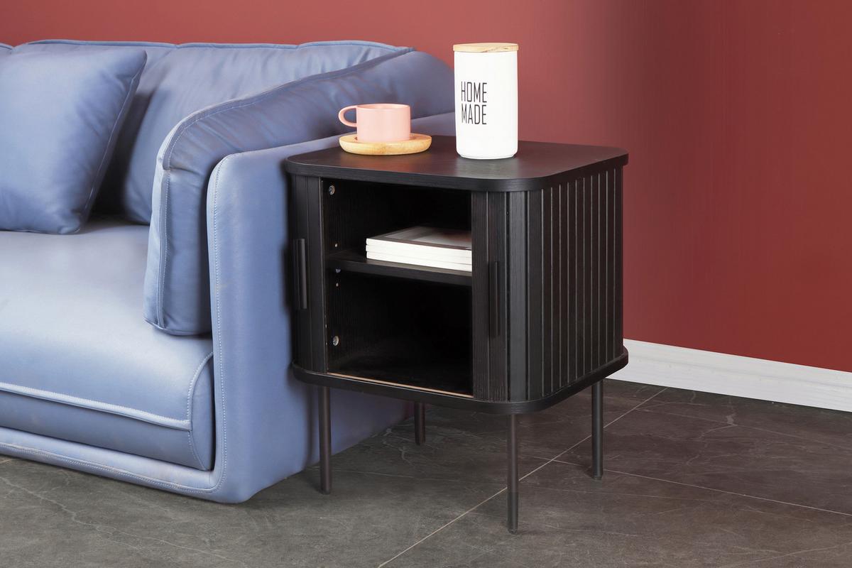 Nachttisch Schwarz B: 45 Cm - Schwarz, Design, Holzwerkstoff/Metall (45/55/40cm) - Livetastic