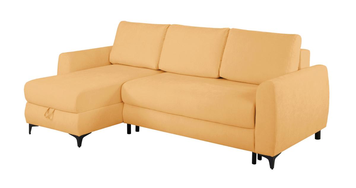 Ecksofa Moli, Gelb S: 236x148 cm - Gelb/Schwarz, Design, Textil (236/148cm) - MID.YOU