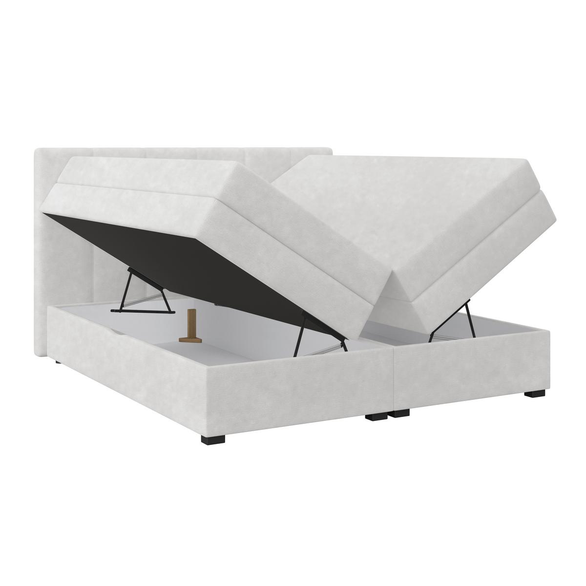 Boxspringbett mit Topper & Bettkasten 160x200 Lauro - Creme/Schwarz, Trend, Textil (160/200cm)