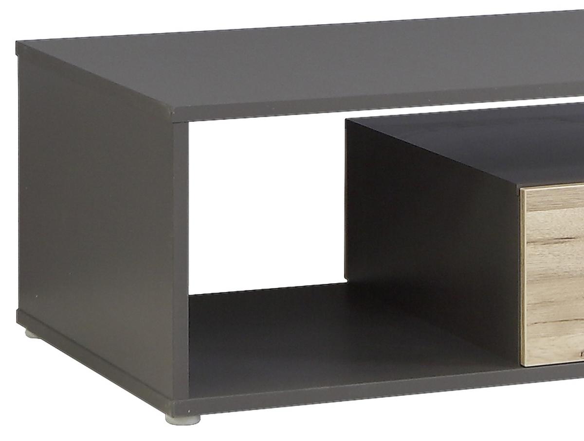 Couchtisch mit Schublade und Fach Como, Eiche/Dunkelgrau - Eichefarben/Dunkelgrau, KONVENTIONELL, Holzwerkstoff/Kunststoff (120/59/40cm) - MID.YOU