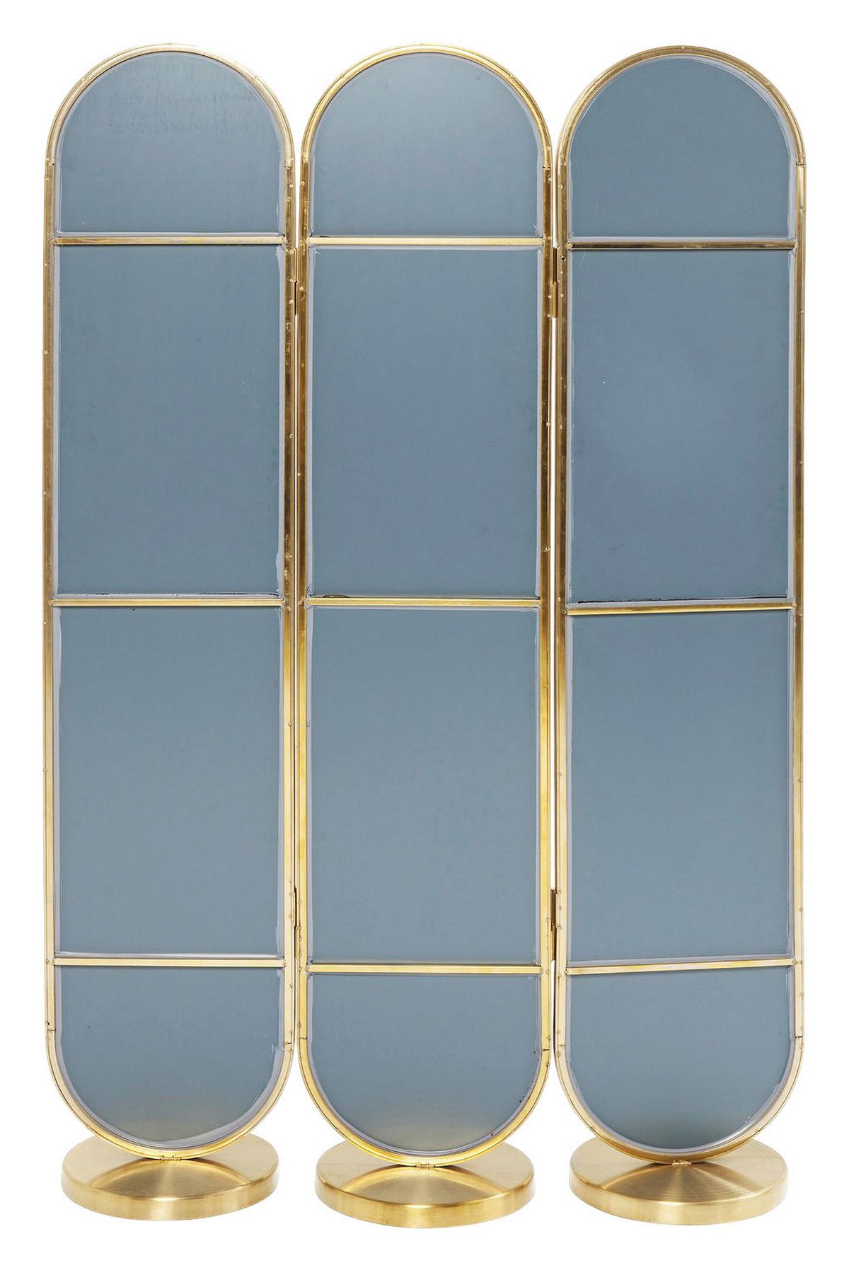 Paravent Curve / Swing -Trend- - Goldfarben, Trend, Glas/Metall (106/166/31cm) - Kare-Design