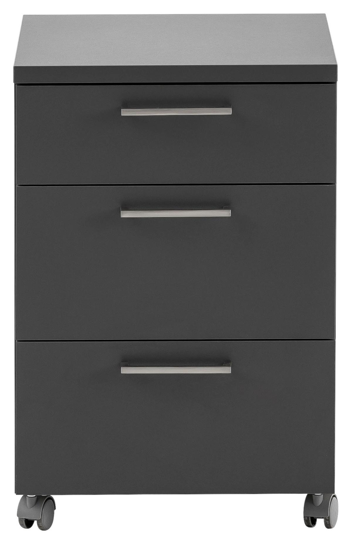 Rollcontainer Serie 1500 Anthrazit BxHxT:41,2x60,1x49,6cm - Anthrazit, KONVENTIONELL, Holzwerkstoff (41,2/60,1/49,6cm) - MID.YOU