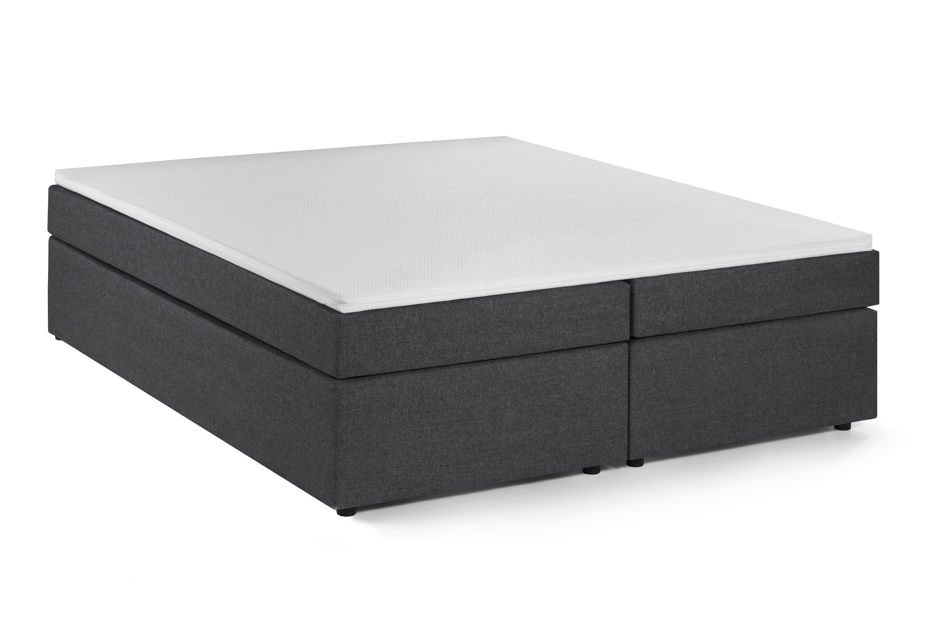 BOXSPRINGBETT Weiß/Naturfarben 180x200cm - Dunkelgrau/Schwarz, Basics, Textil (180/200cm) - Livetastic