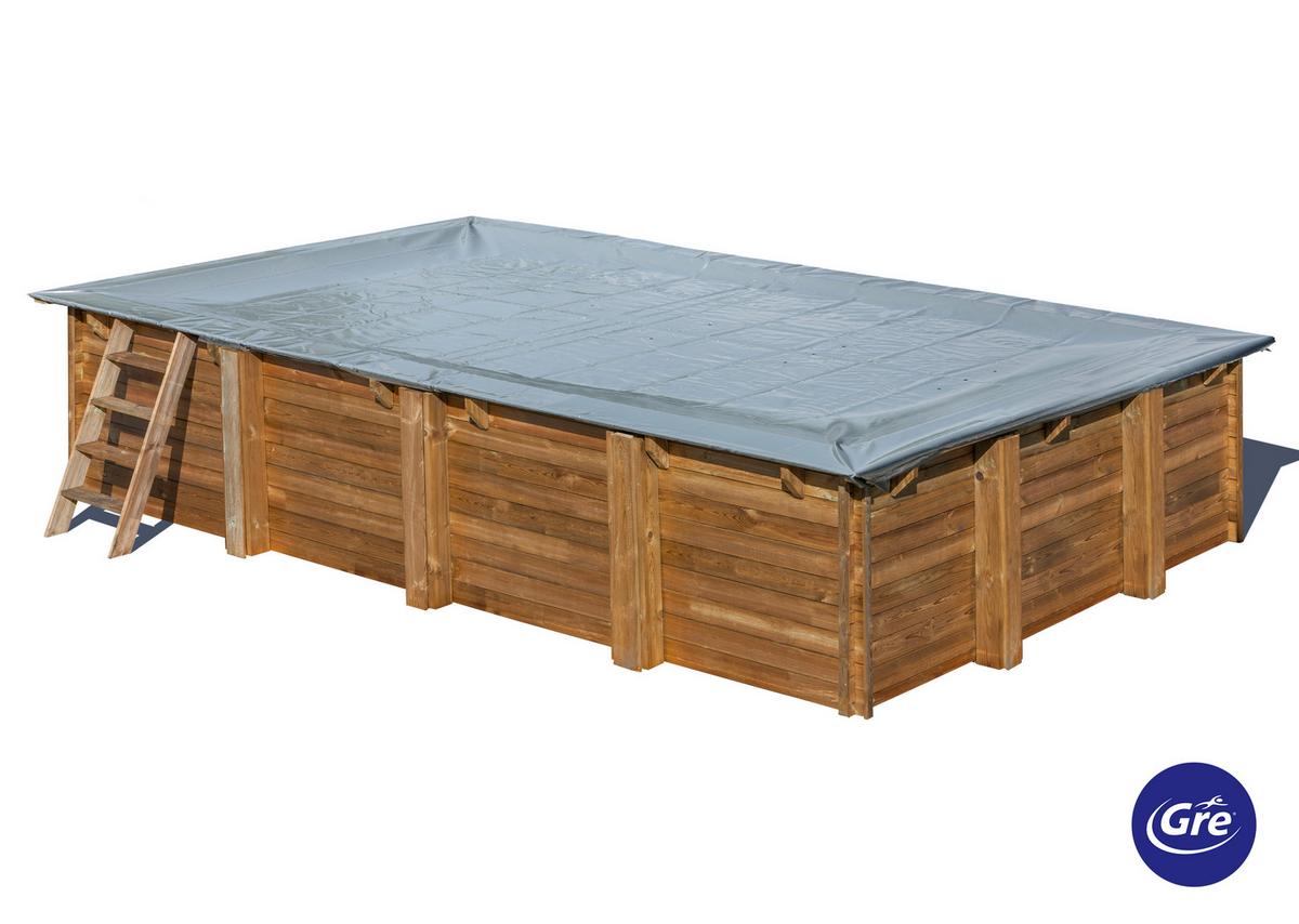 Poolabdeckplane Winterabdeckplane - Grau, KONVENTIONELL, Kunststoff (360/658cm) - Gre