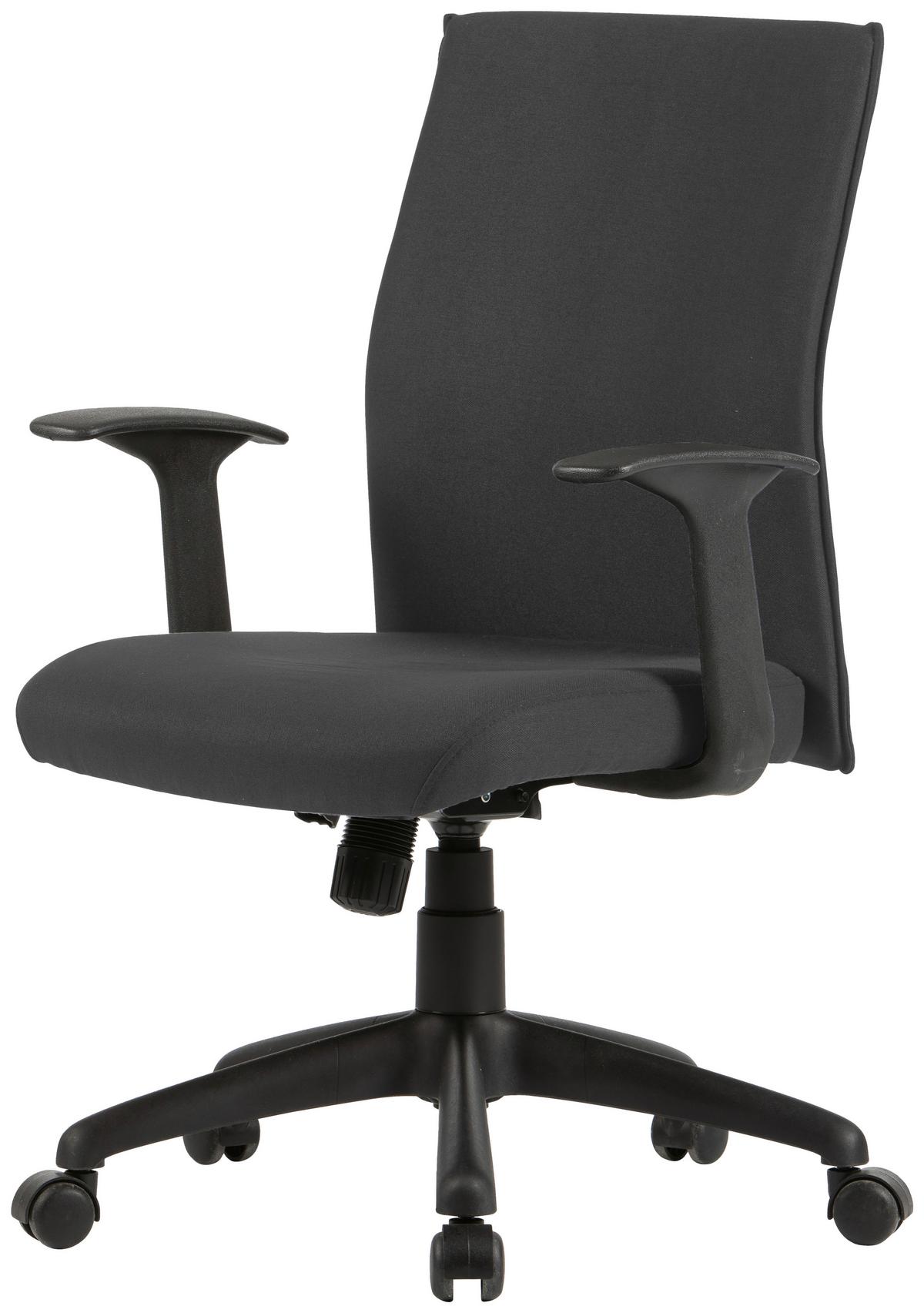 Bürostuhl Rocket Mit Armstützen Schwarz Bis 110 Kg - Schwarz, MODERN, Kunststoff/Textil (56/92,5-100,5/61,5cm) - MID.YOU