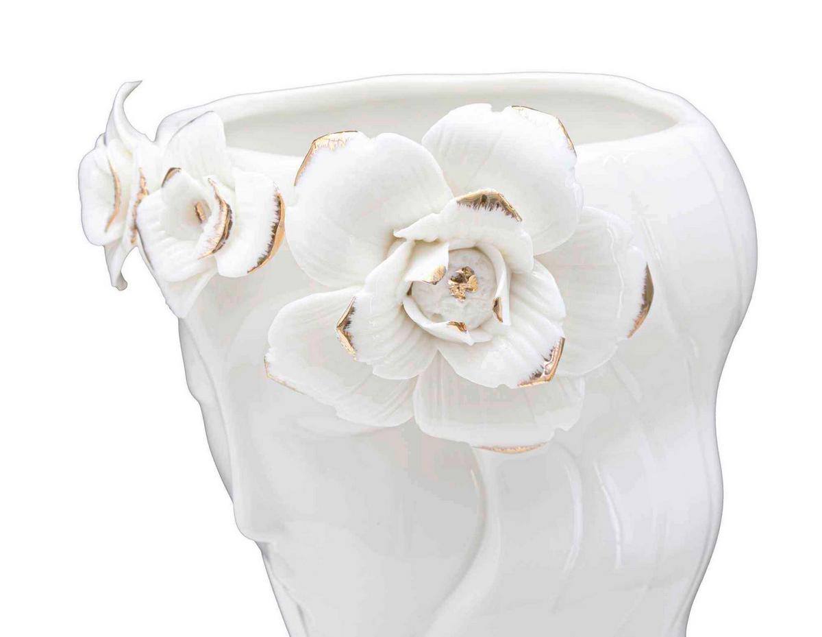 Vase Woman Cute Weiß, Goldfarben B: 14,8 Cmb - Goldfarben/Weiß, Basics, Keramik (14.8/29/13  cm)