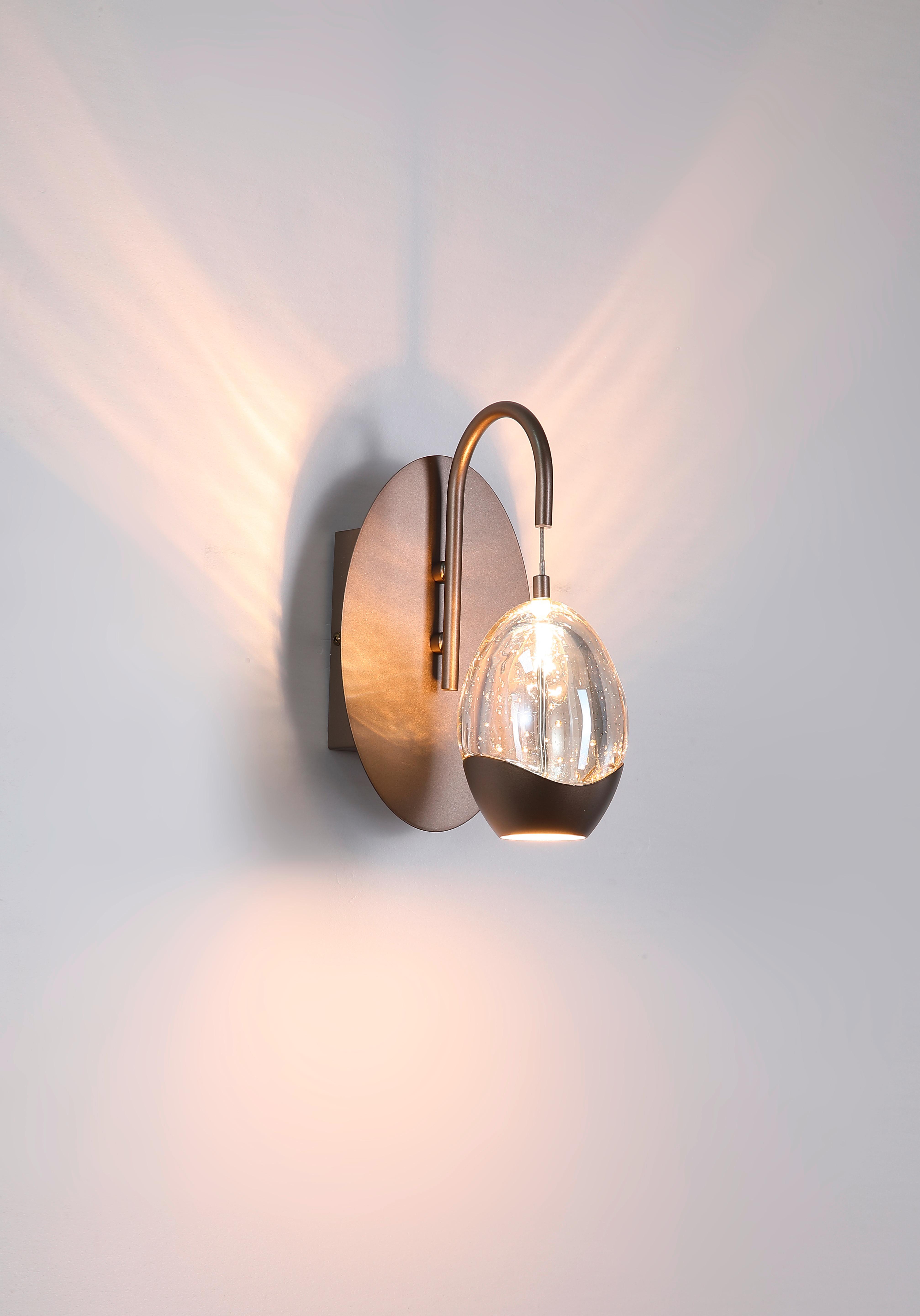 LED-Wandleuchte Charm Champagner Beige Transparent - Champagner/Transparent, Trend, Glas/Metall (25,5/13/19cm)