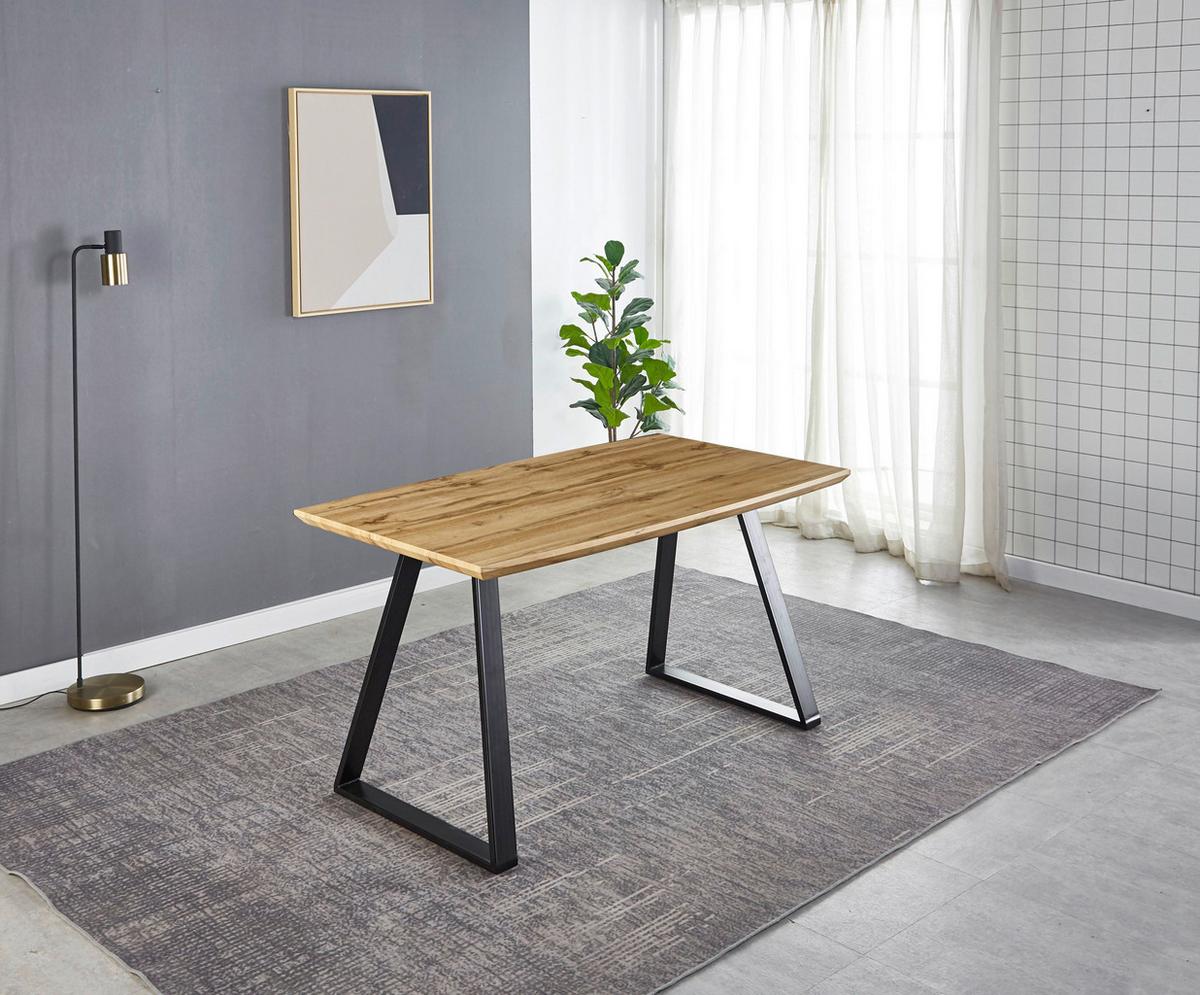 Esstisch 140x80 Eiche Dekor - Eichefarben/Schwarz, Design, Holzwerkstoff/Metall (140/80/75cm) - Livetastic