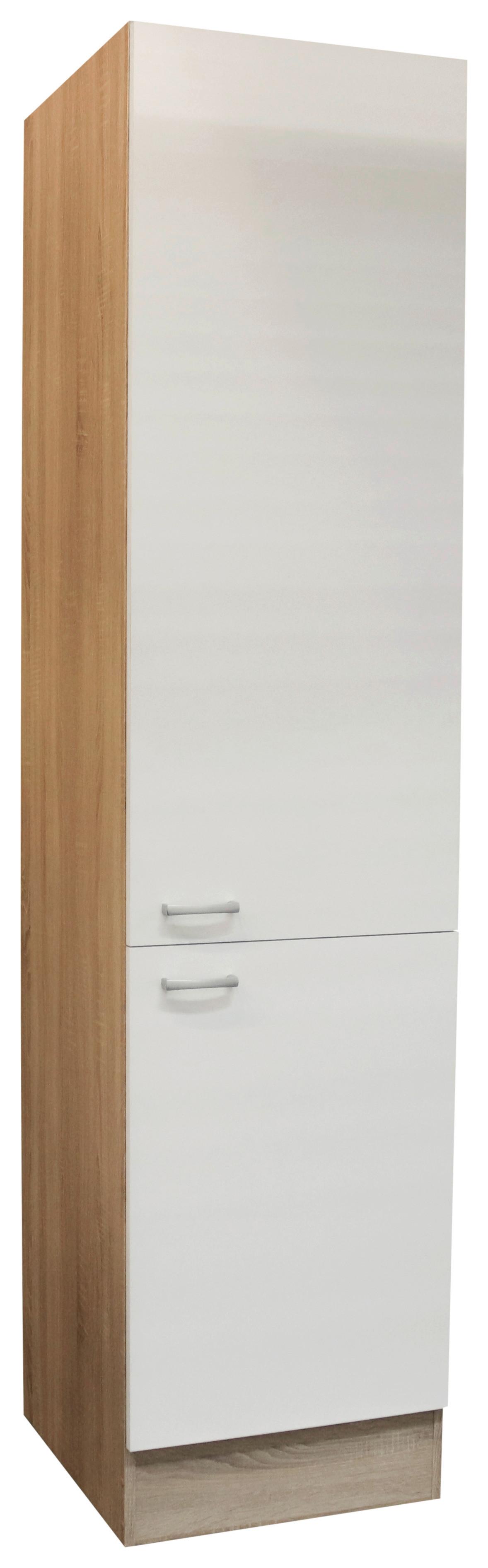 Küchen-Hochschrank Andy B:50cm Weiß 2 Türen 4 Einlegeböden - Eichefarben/Weiß, Basics, Holzwerkstoff (50/211/56cm) - MID.YOU