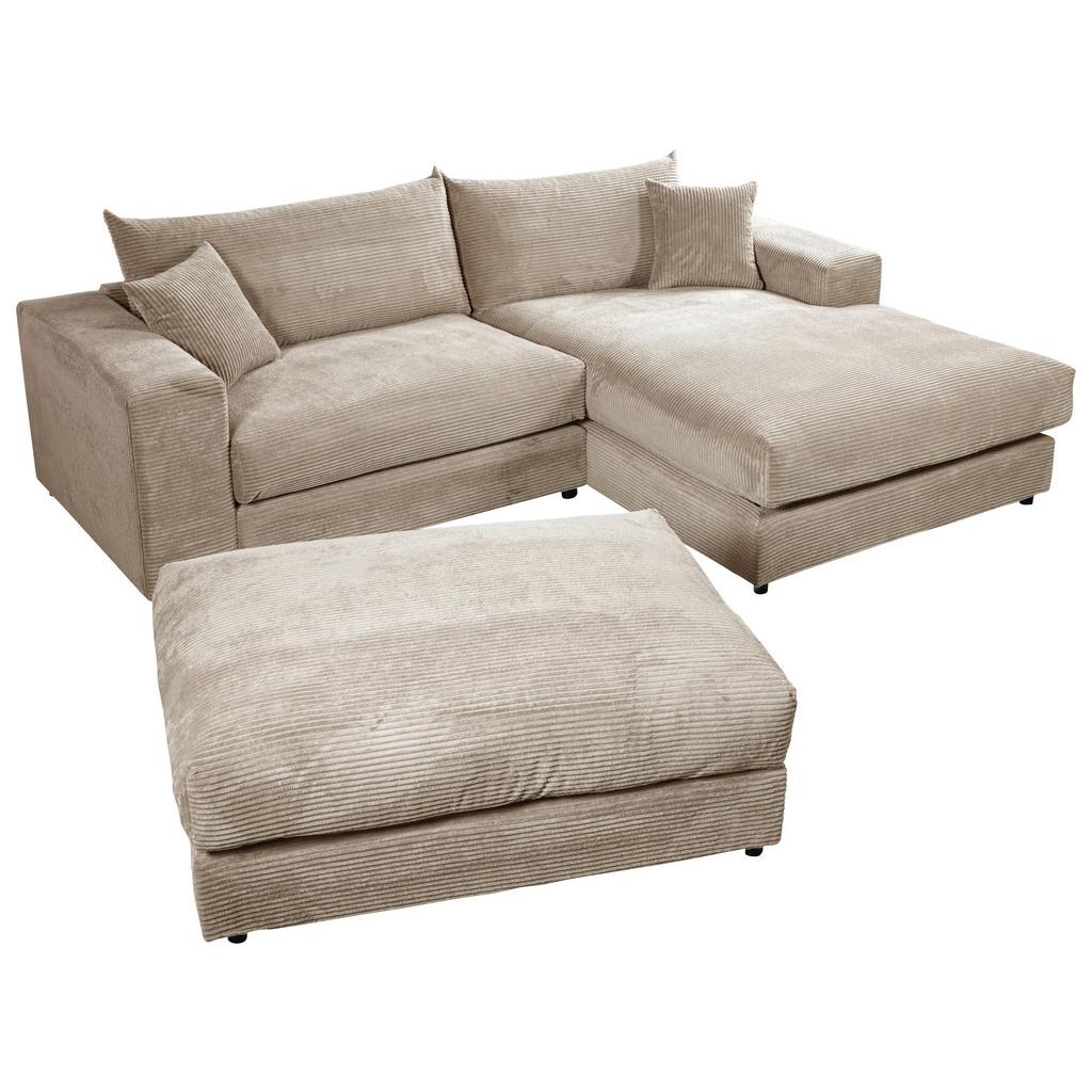 Ecksofa Funny S Rechts Hbraun mit Hocker S: 265x180 cm