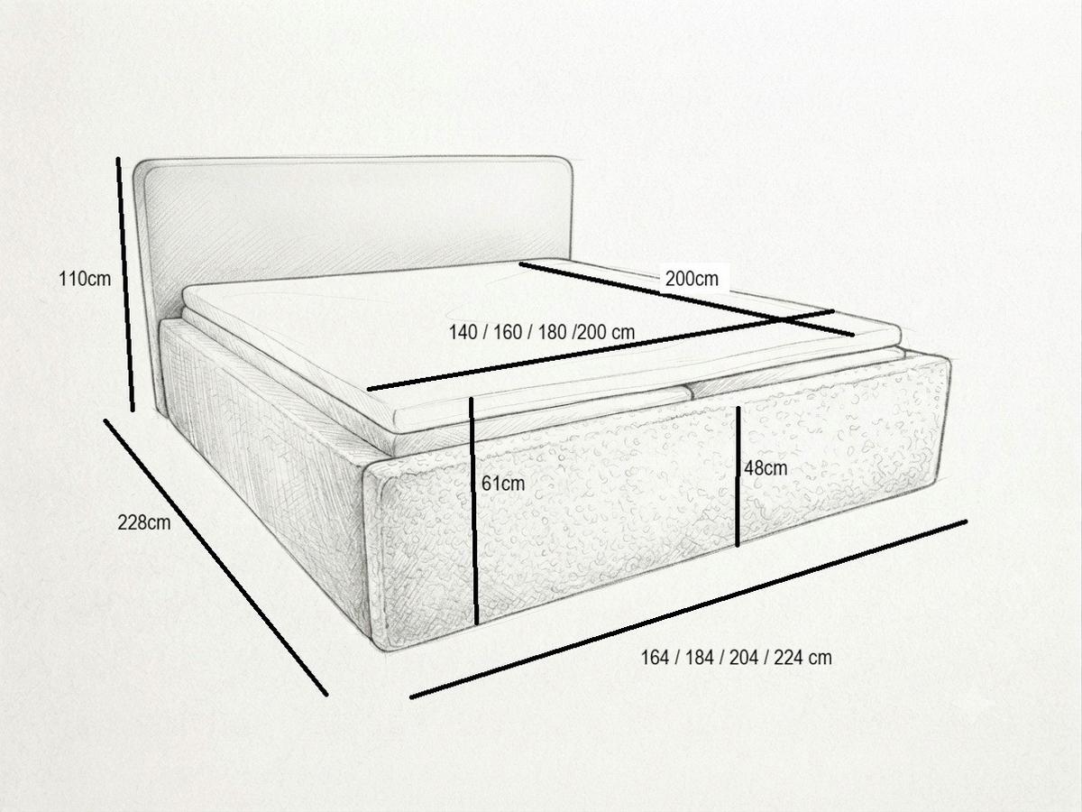 Boxbett Zako 2 Grau LF: 180x200cm - Grau, MODERN, Textil (180/200cm) - MID.YOU