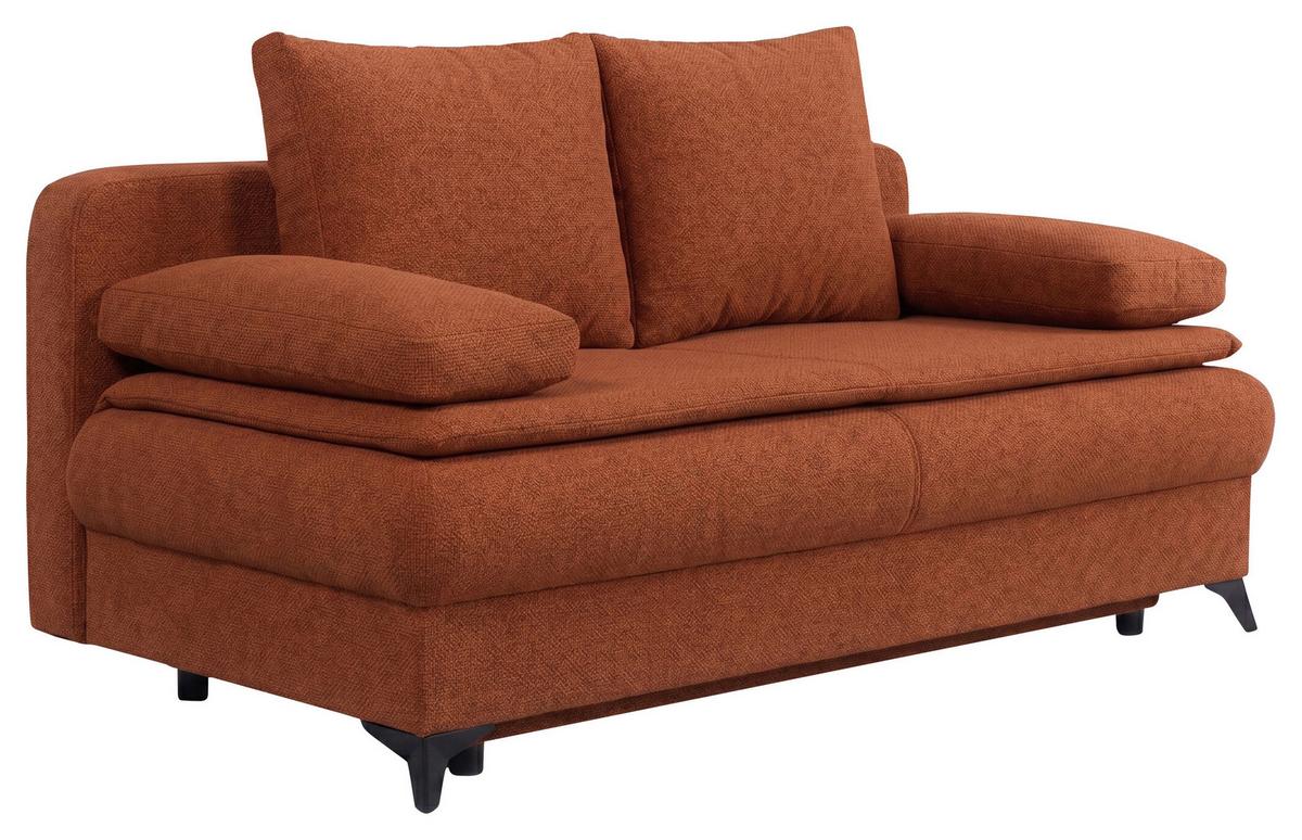 Rozkladacia pohovka KEN, hrdzavá - oranžová/čierna, Konventionell, kompozitné drevo/textil (209/105cm) - Based