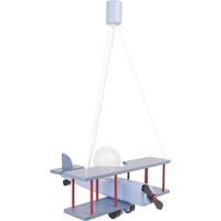 Kinderhängeleuchte Flugzeug H: 75 Cm 1-Flammig - Blau/Rot, KONVENTIONELL, Holz (42/45/75cm)