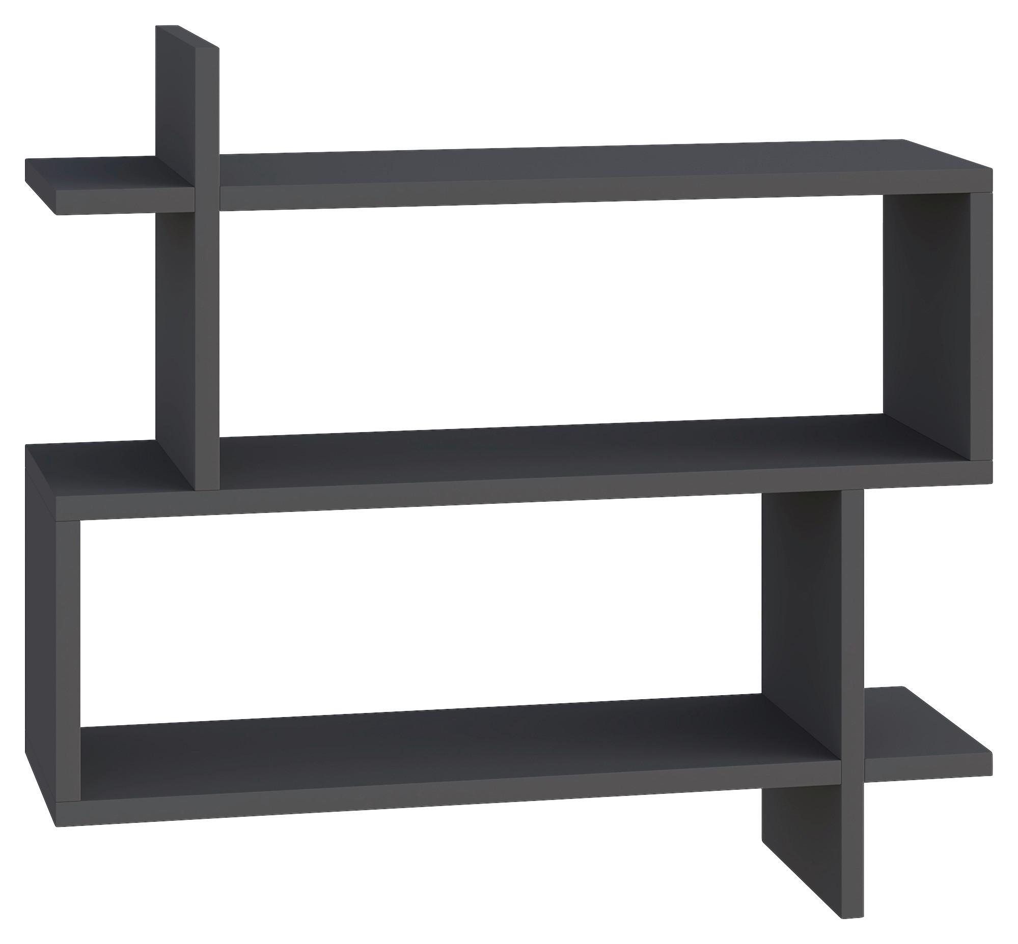 Wandboard Paralel Regal - Anthrazit, Design, Holzwerkstoff (70/65/22cm) - Livetastic
