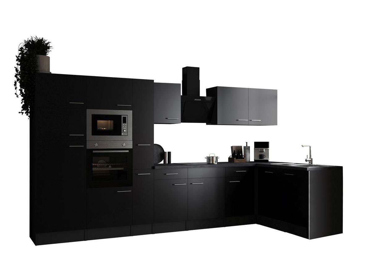 Eckküche Oliver Grau, Schwarz S: 370x172 Cm - Schwarz/Grau, Design, Holzwerkstoff (370/172cm) - Respekta