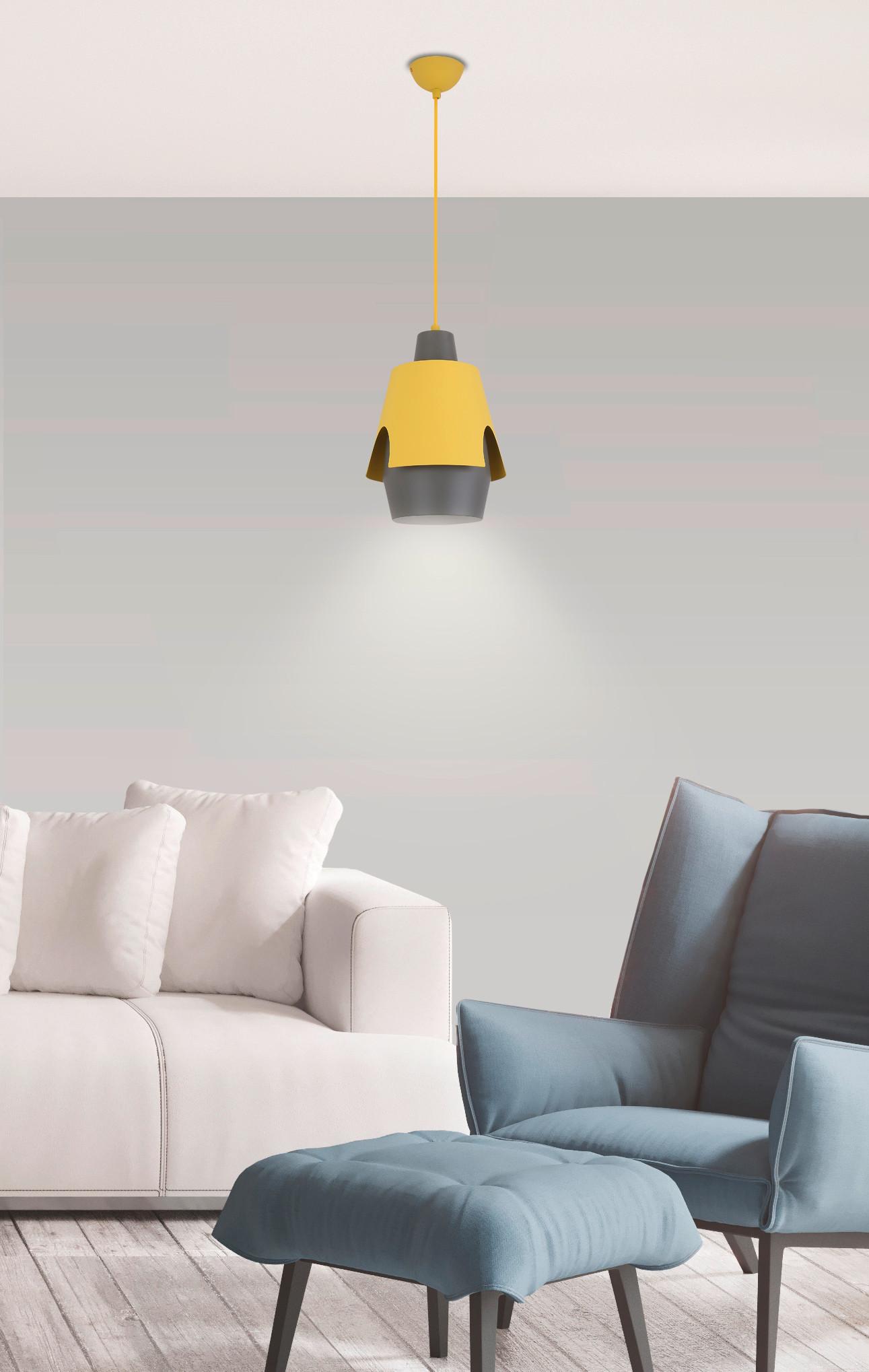 Pendelleuchte 50101149 Falun - Gelb/Grau, Design, Metall (22/22/150cm)
