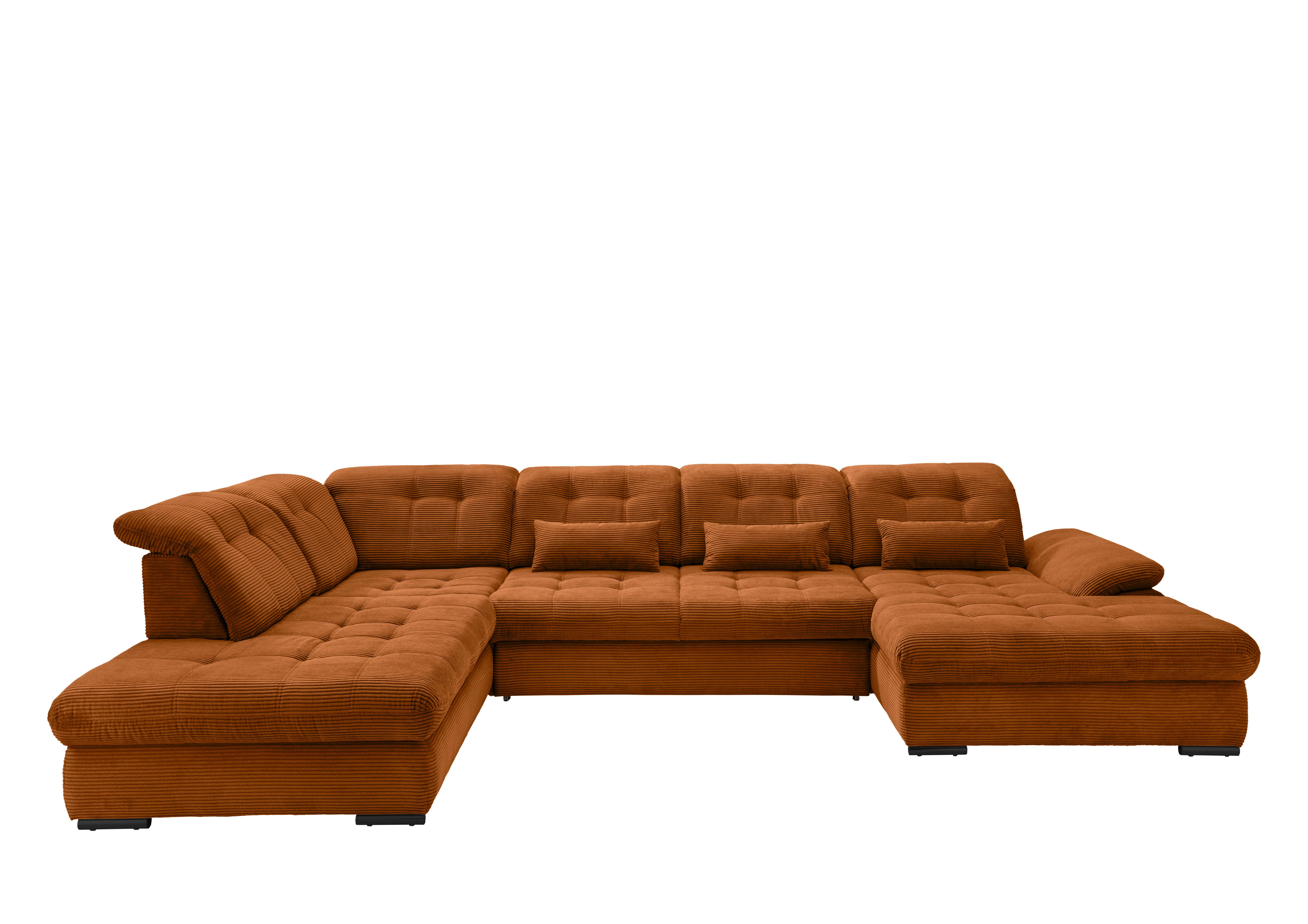 Wohnlandschaft mit Bettkasten Rigatti Goldfarben B: 387 cm - Goldfarben/Schwarz, MODERN, Textil (252/387/184cm) - Livetastic