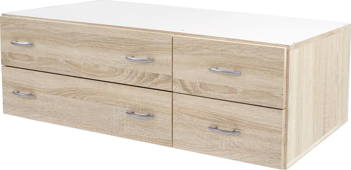 ZÁSUVKA BASE 3 - Sonoma dub/barvy hliníku, Konvenční, kompozitní dřevo/plast (120/33/52cm)