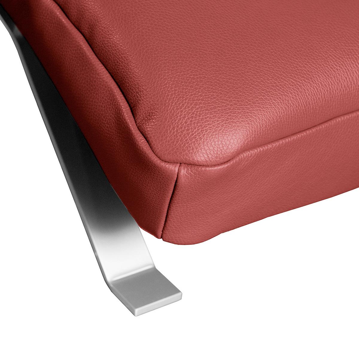 Relaxliege Swing Silver Rot B: 65 cm - Silberfarben/Rot, Design, Leder (65/65-95/171cm) - Livetastic