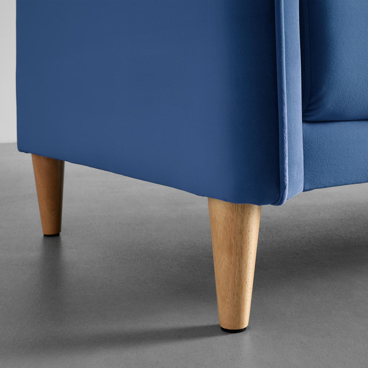 Pohovka LIVIA tmavěmodrá - přírodní barvy/tmavě modrá, Moderní, dřevo/textil (176/78/76cm) - Bessagi Home