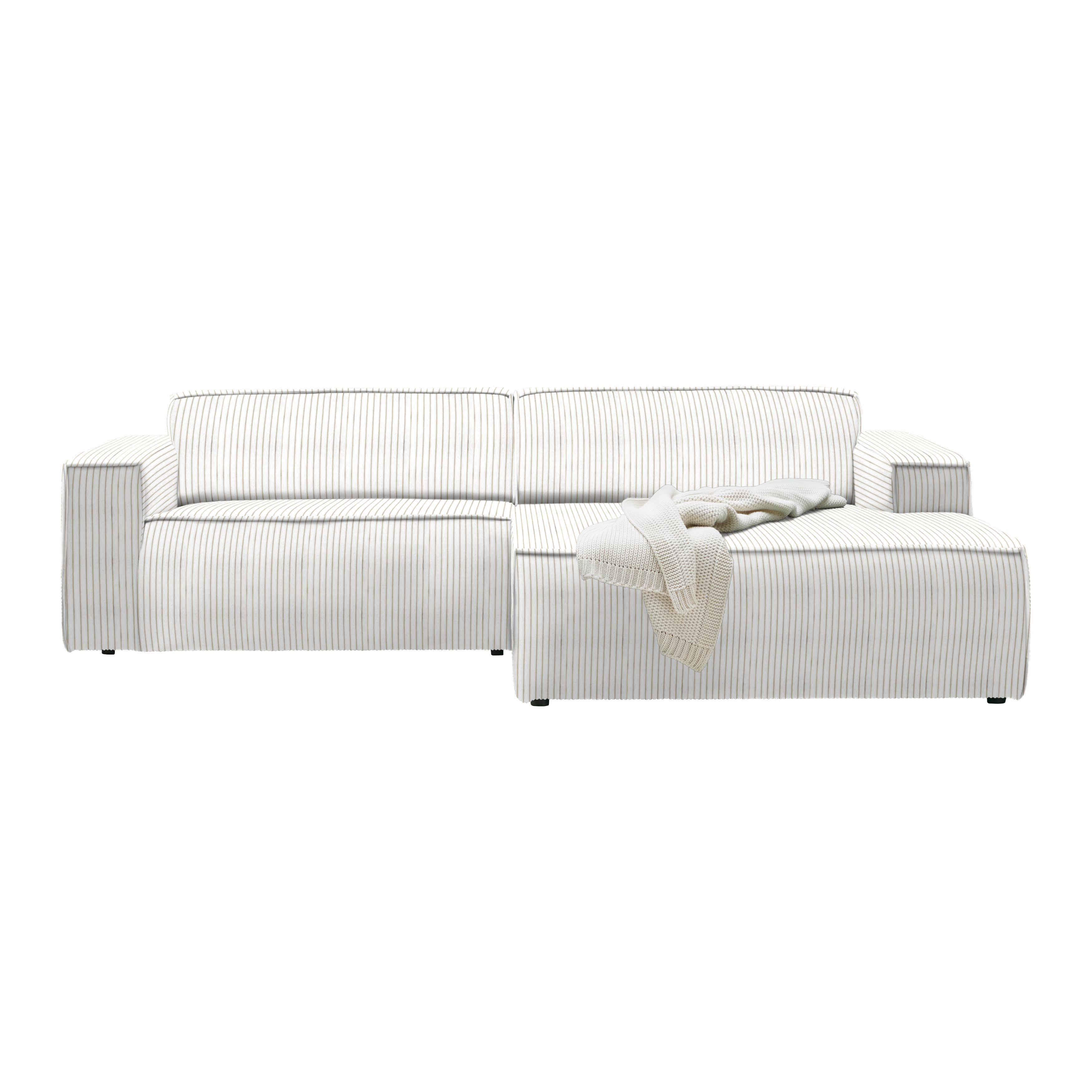 Rohová sedačka LOFT, pravá, béžový manšestr - černá/světle zelená, Moderní, textil/plast (265/75/172cm) - Mömax