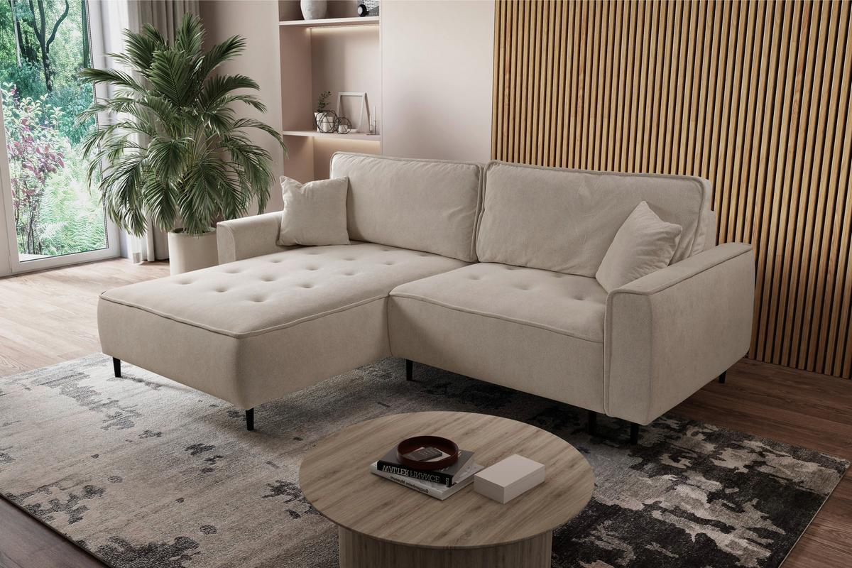 Ecksofa Blues Cappuccino/Schwarz, 183 cm - Schwarz/Cappuccino, Design, Textil (183/263cm) - MID.YOU