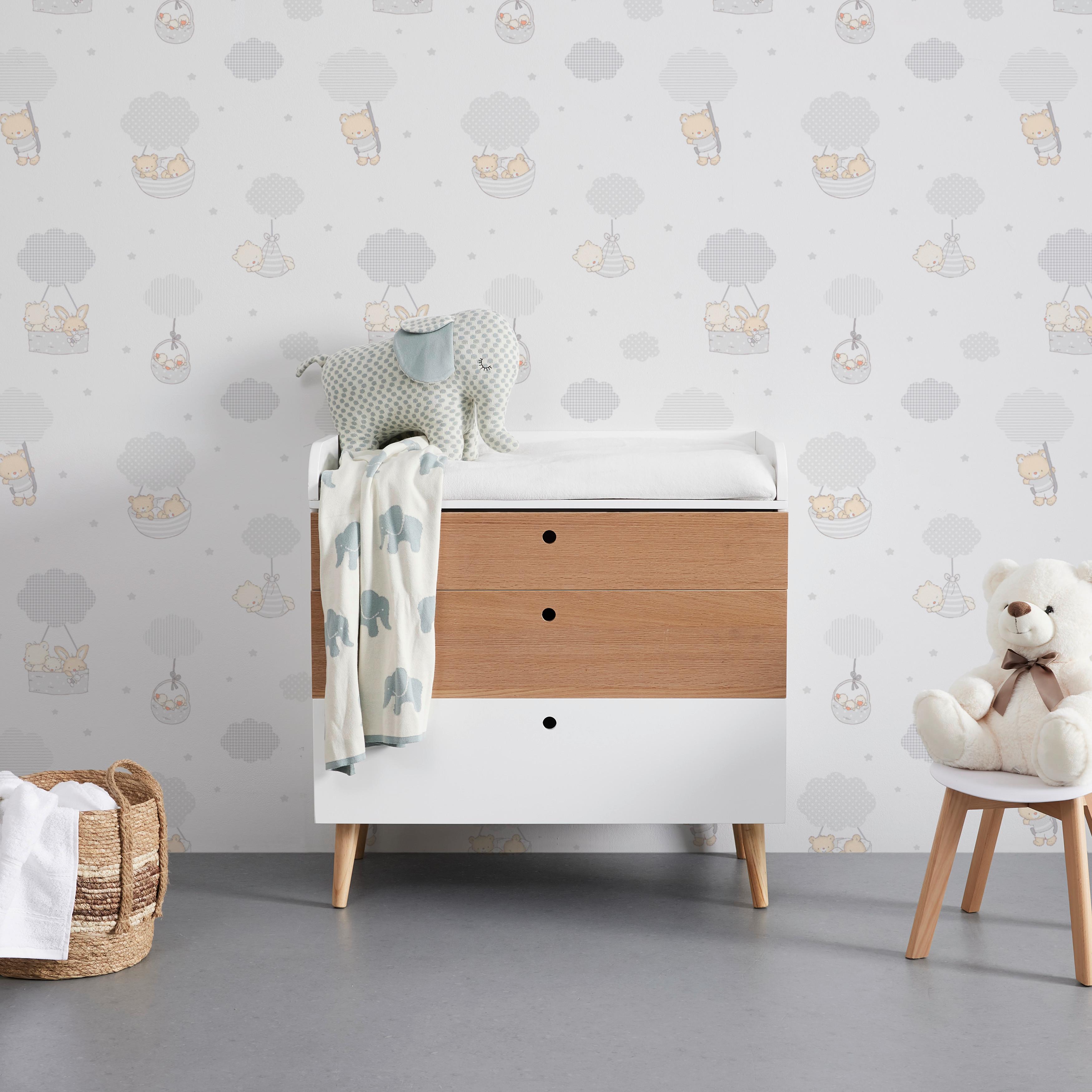 Přebalovací Komoda Poppy Bílá - bílá/přírodní barvy, Moderní, dřevo/kompozitní dřevo (85/86/45cm) - Bessagi Kids