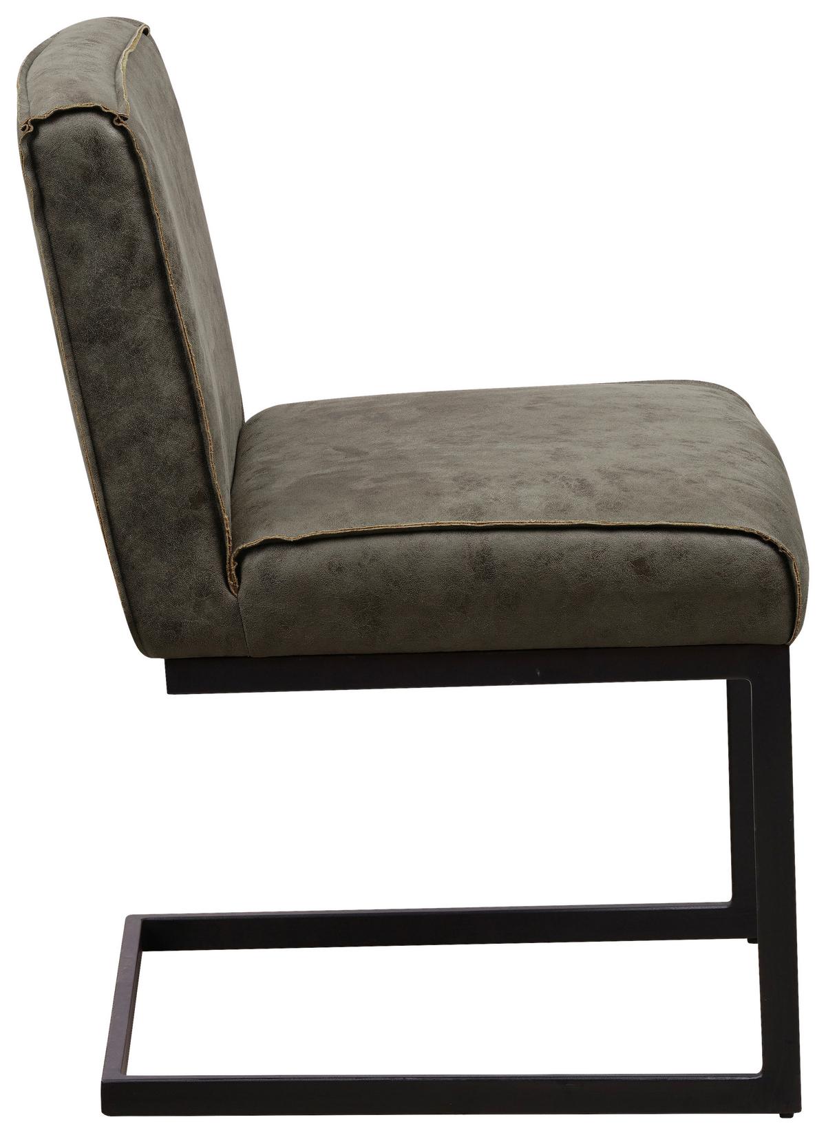 Schwingstuhl-Set Benji Dunkelgrün - Dunkelgrün/Schwarz, KONVENTIONELL, Textil/Metall (53/81/61cm) - MID.YOU